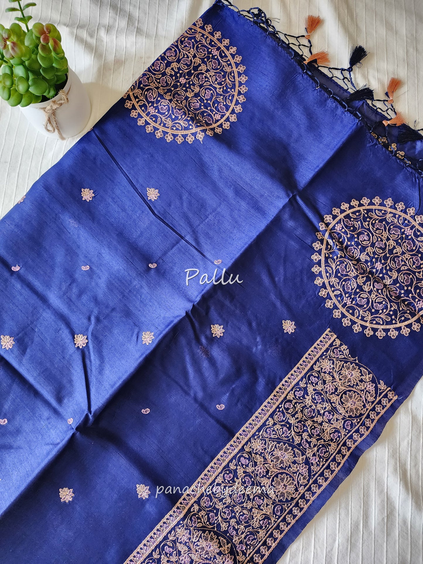 Matka silk designer saree with heavy embroidery | Dark Blue | MT8
