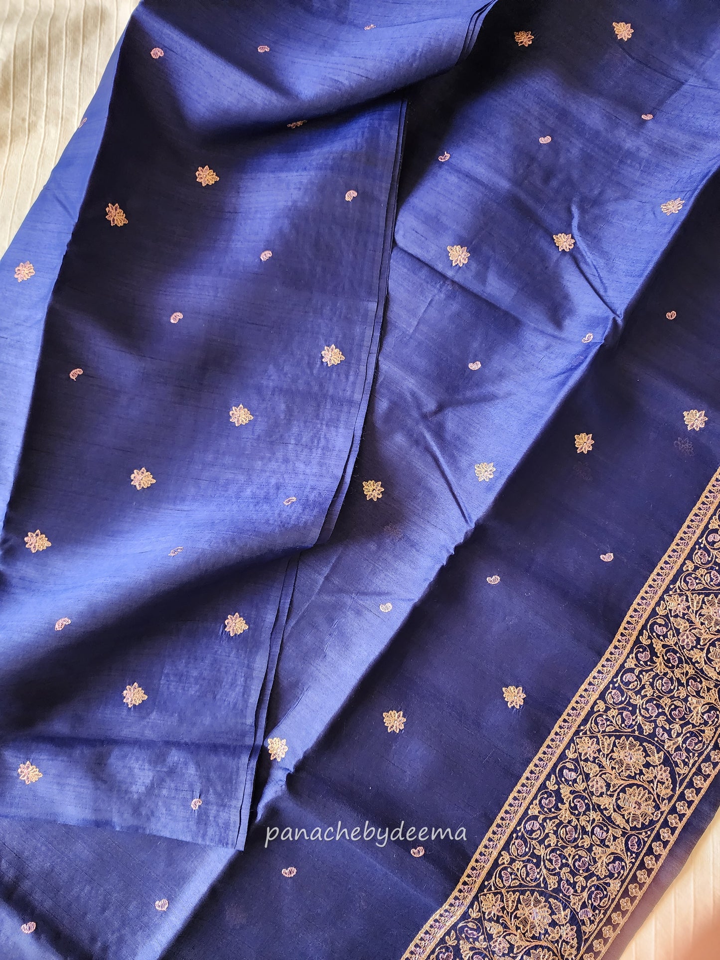 Matka silk designer saree with heavy embroidery | Dark Blue | MT8