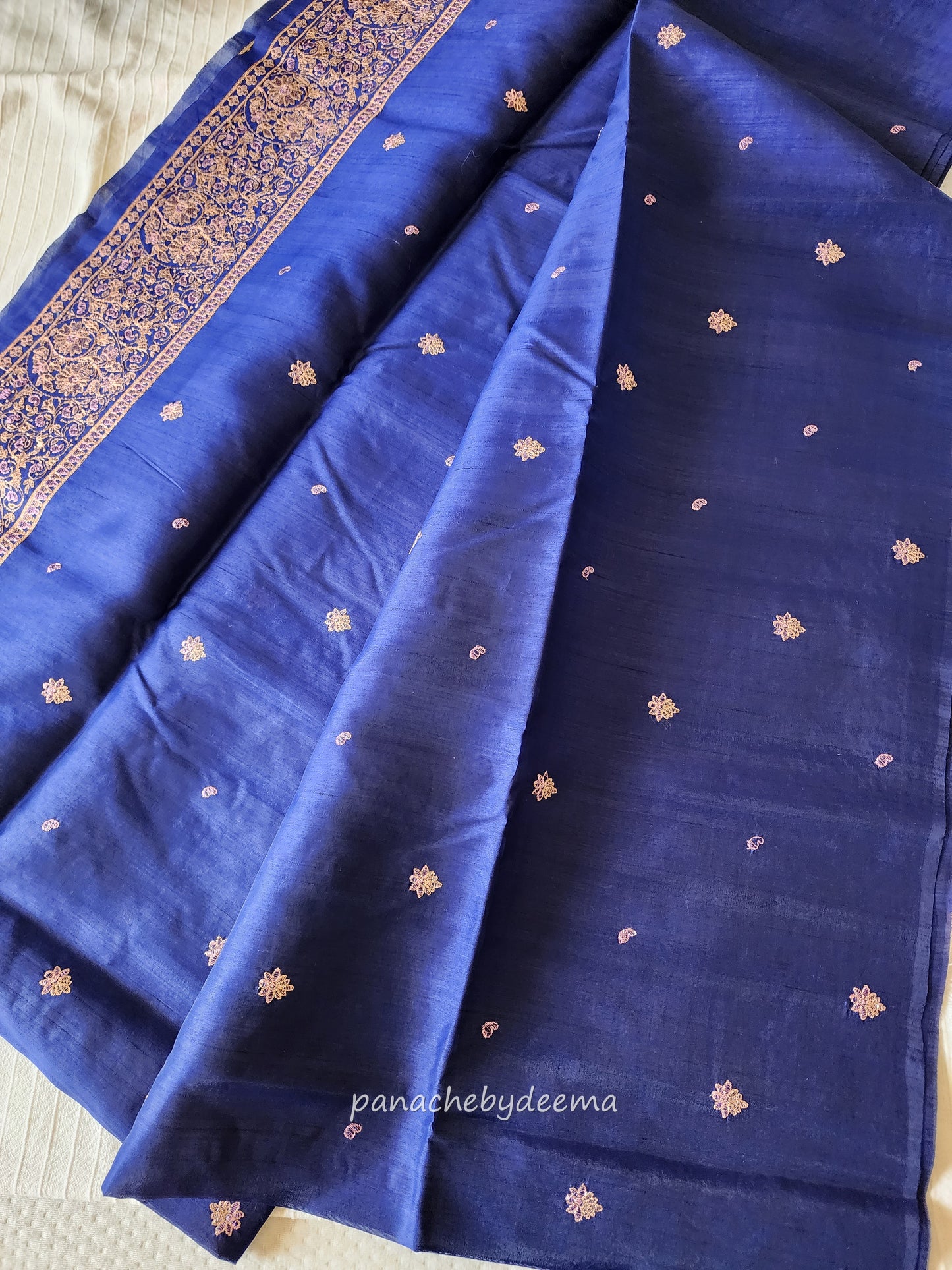Matka silk designer saree with heavy embroidery | Dark Blue | MT8