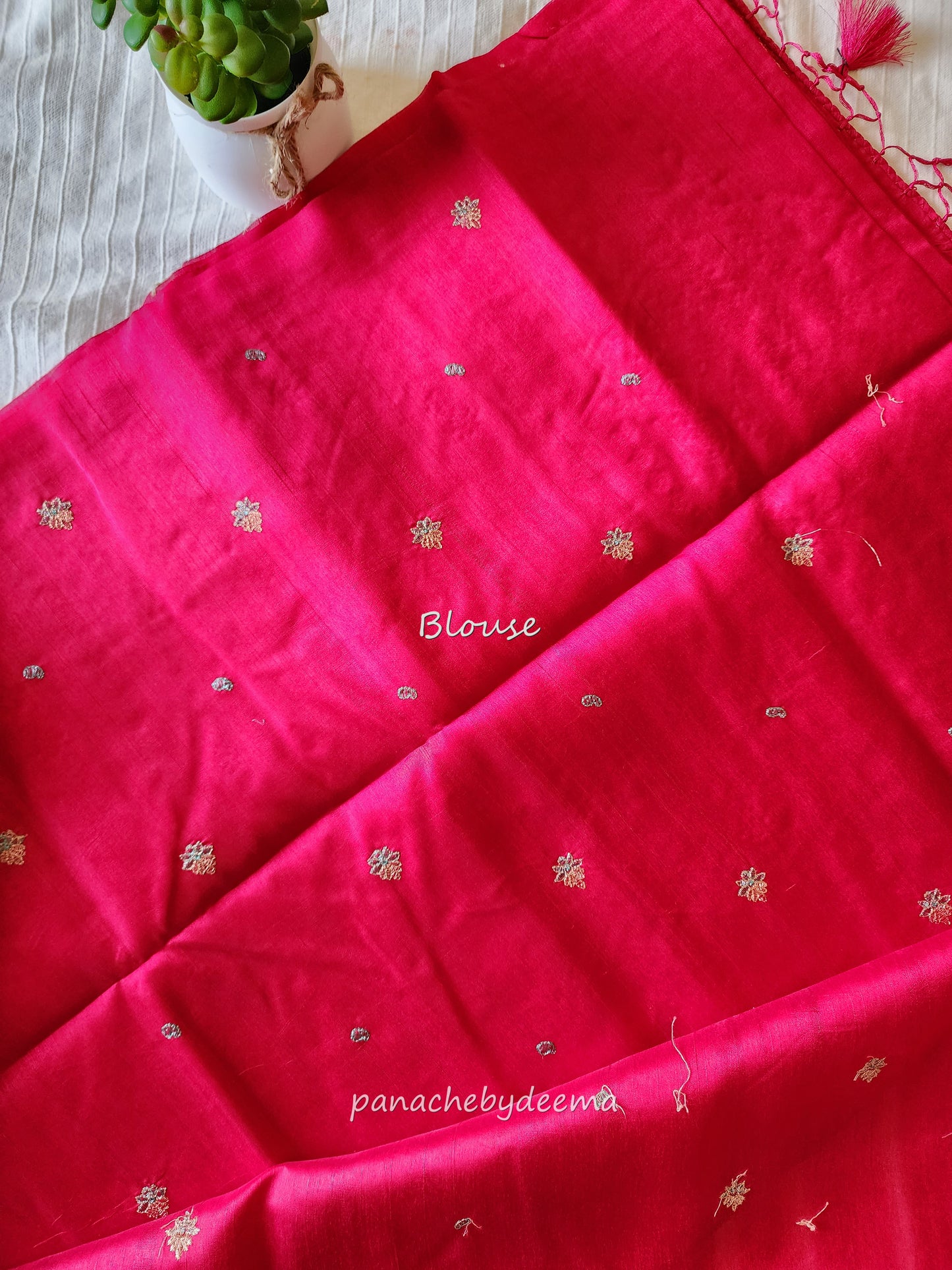 Matka silk designer saree with heavy embroidery | Rani pink | MT5