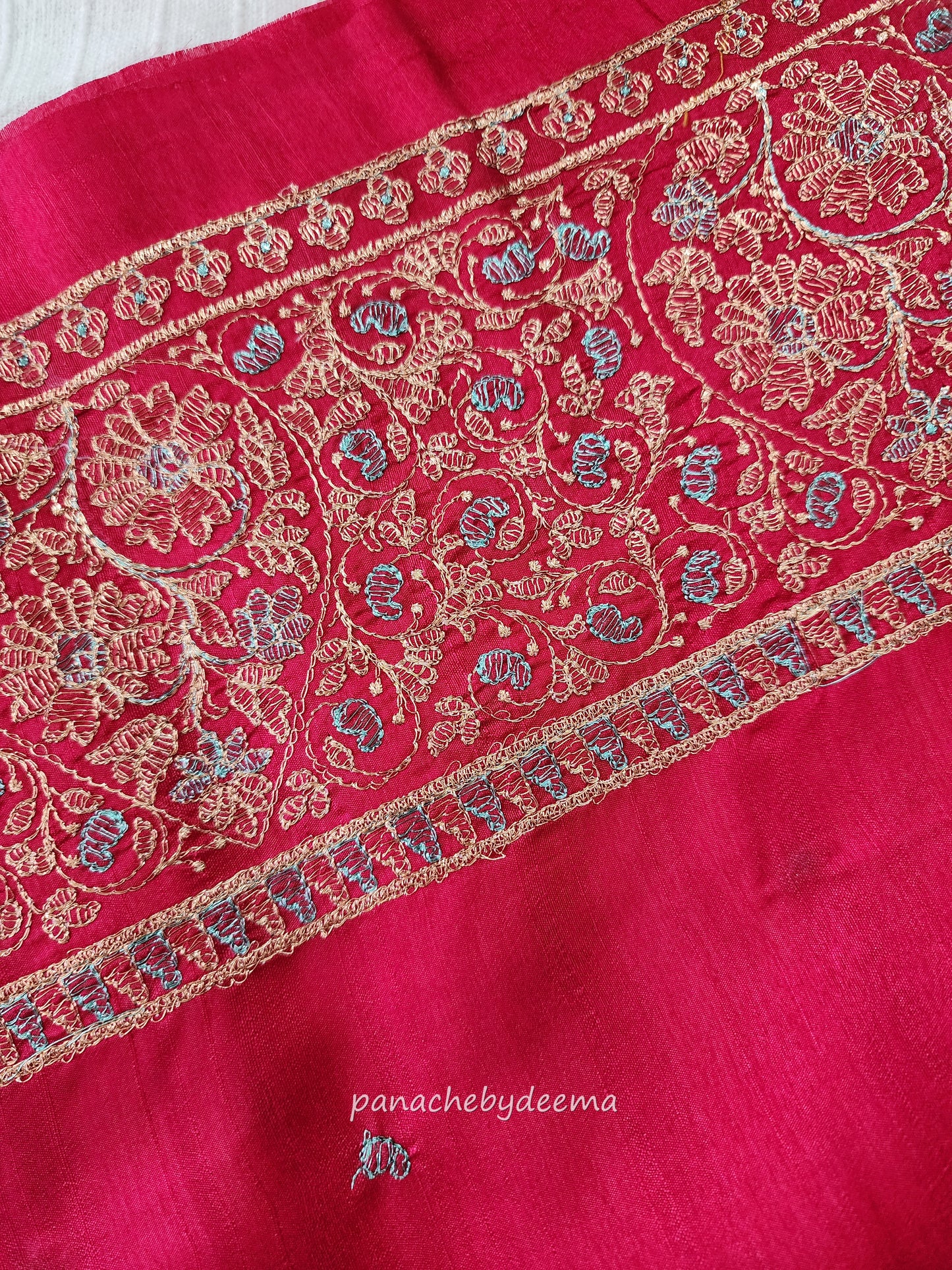 Matka silk designer saree with heavy embroidery | Rani pink | MT5