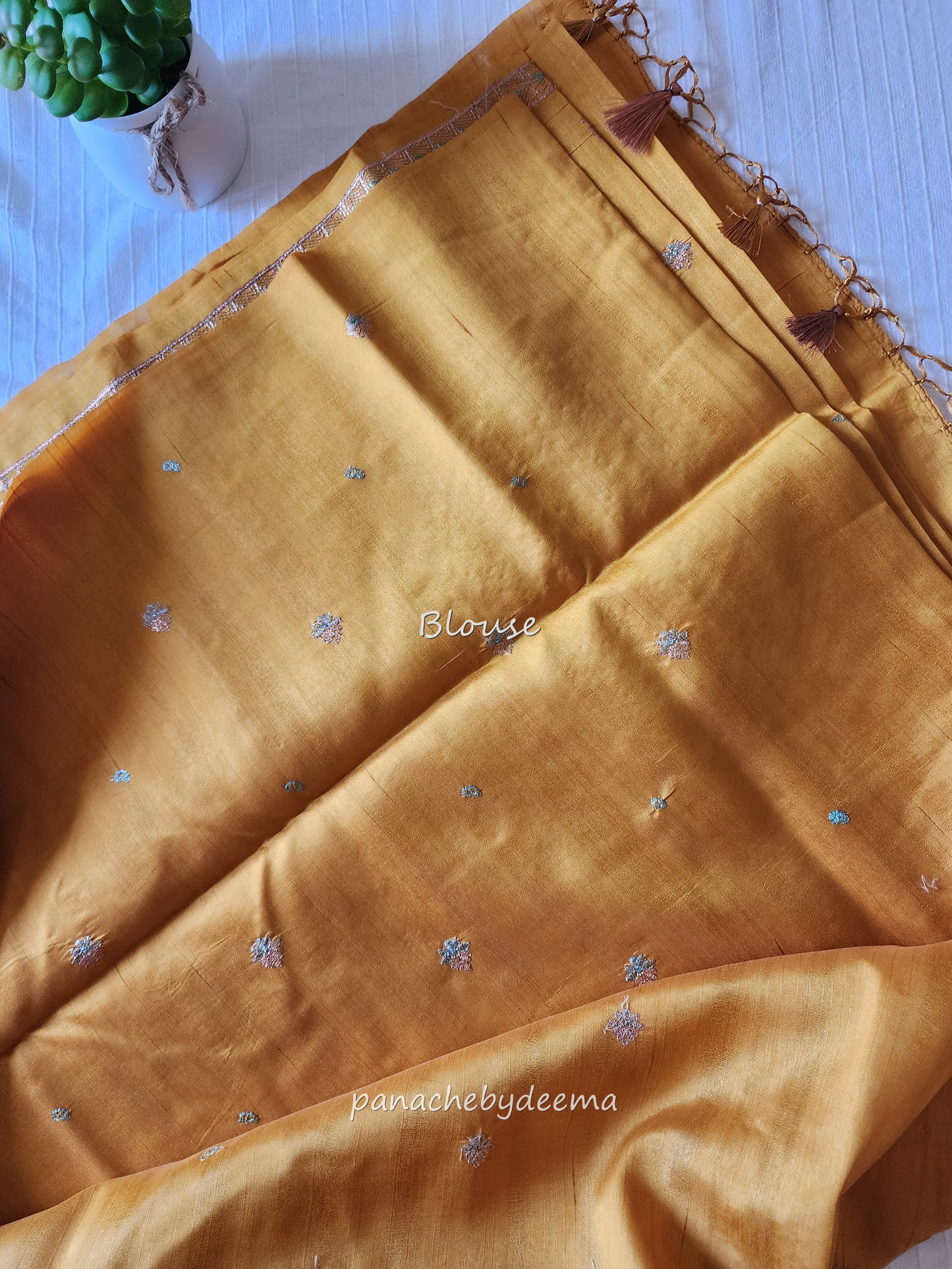Matka silk designer saree with heavy embroidery | Mustard yelow | MT7