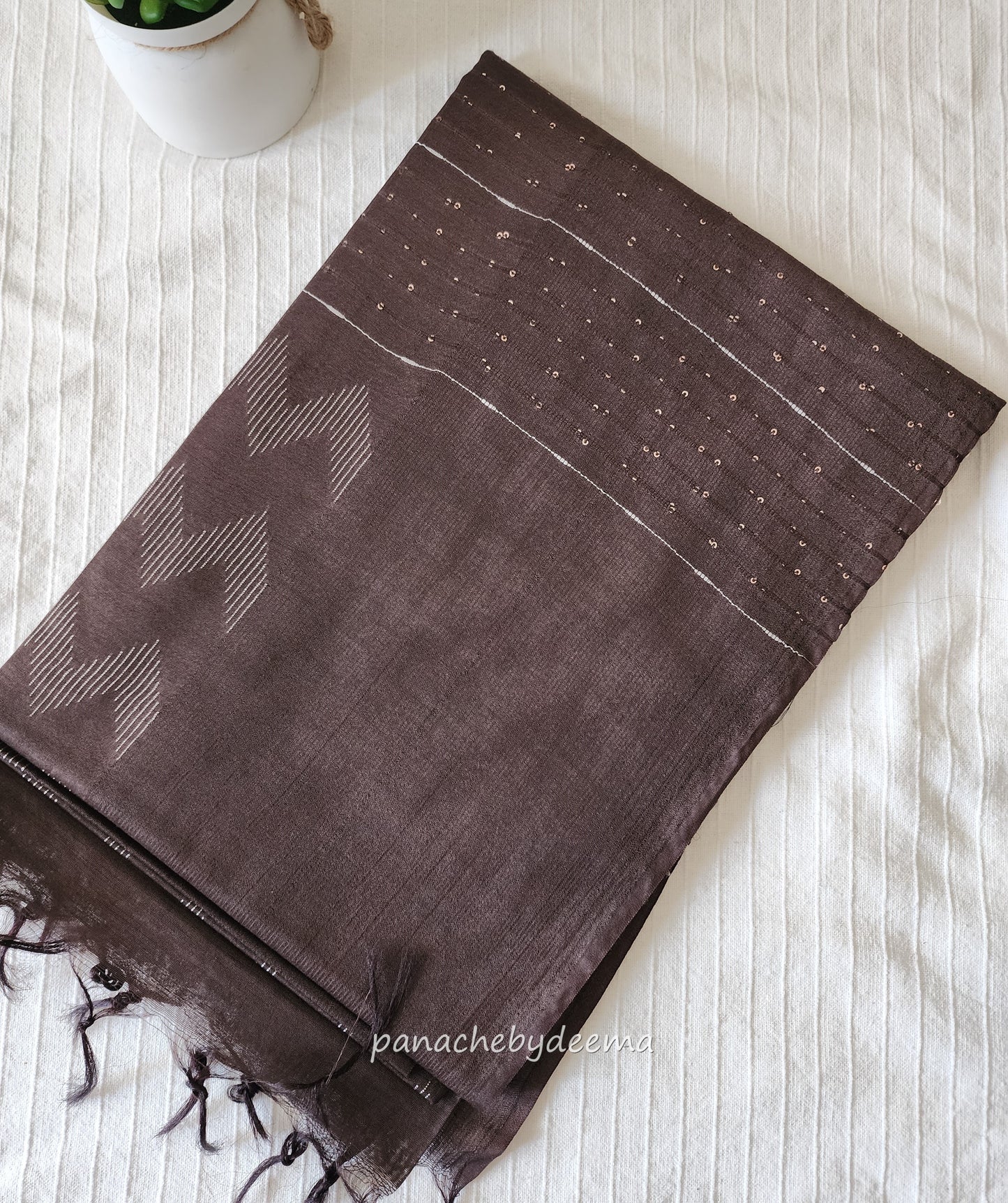 Beautiful semi munga silk saree | Coffee brown | MS7