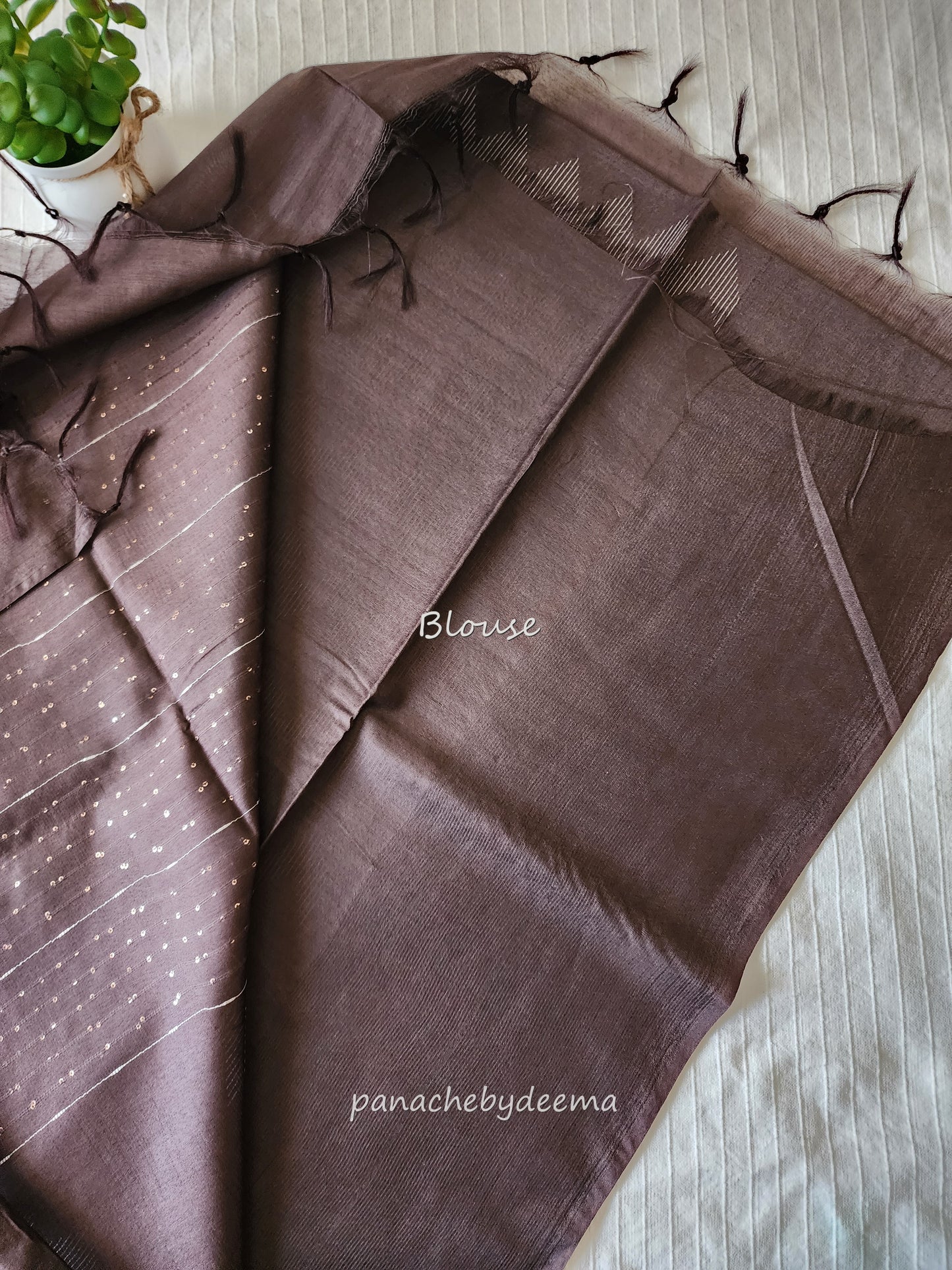 Beautiful semi munga silk saree | Coffee brown | MS7