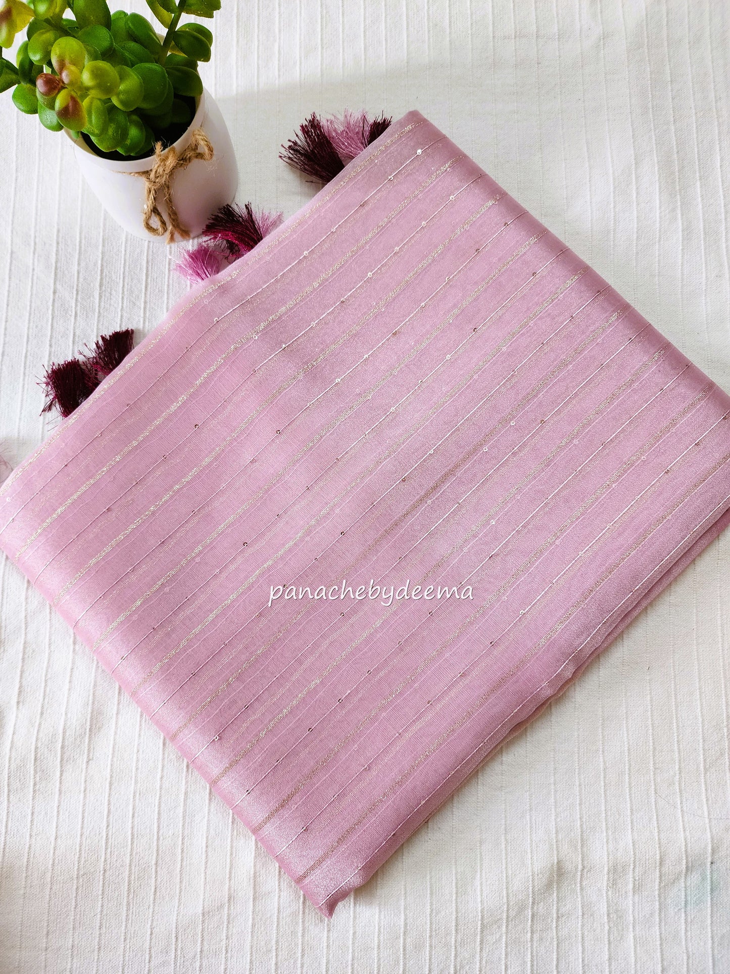 Tissue organza saree with sequins | pink | T1