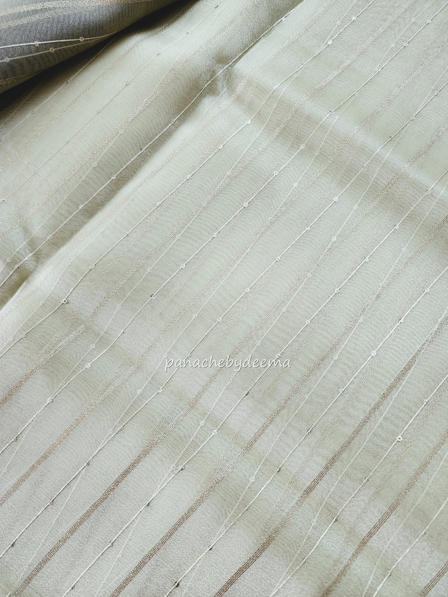 Tissue organza saree with sequins | Greenish yellow | T2