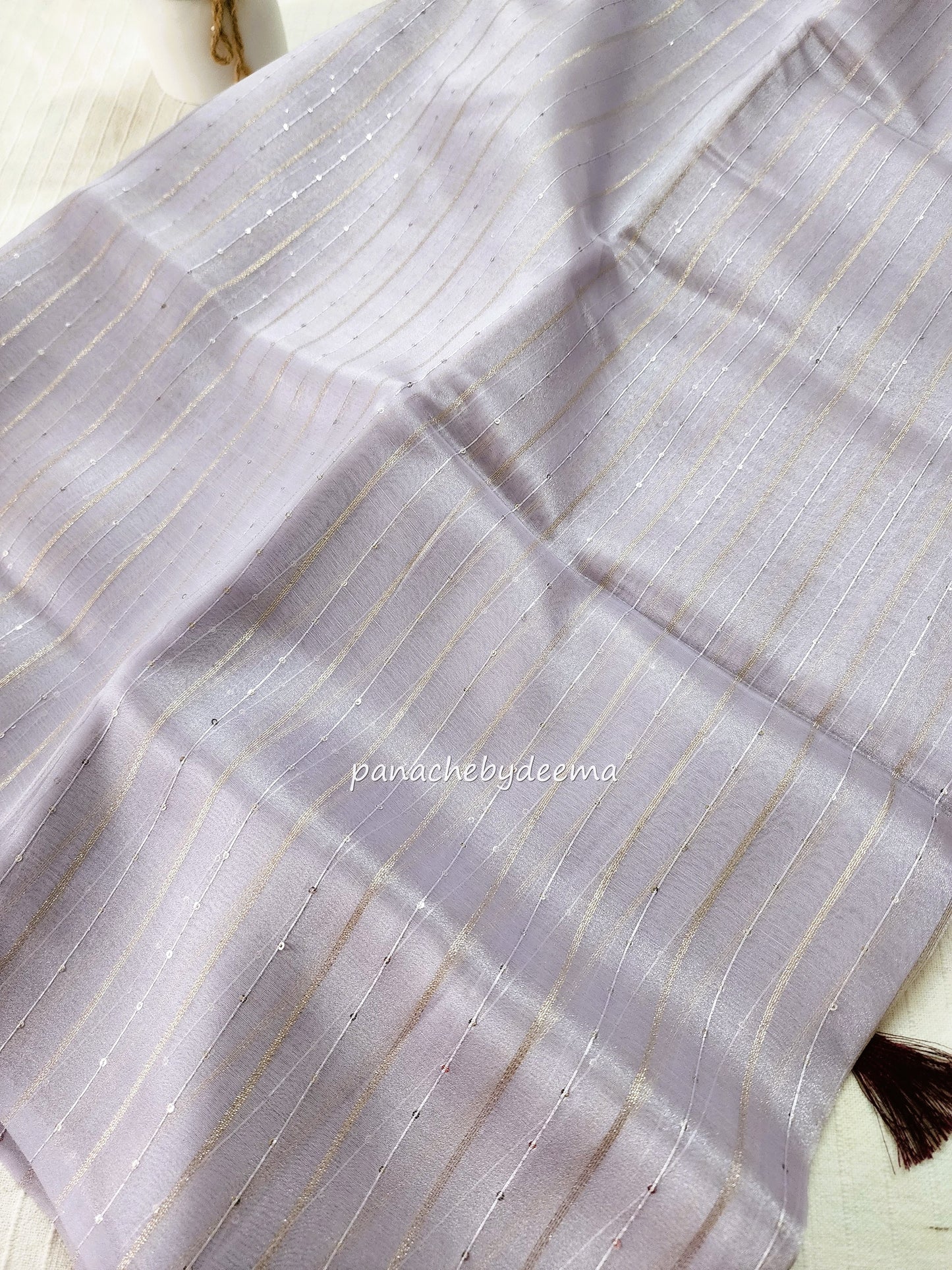 Tissue organza saree with sequins | Lavender | T3