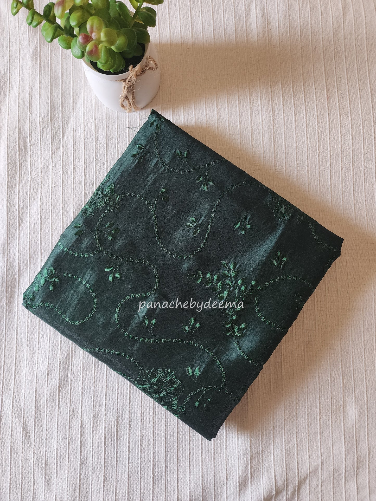 Art silk saree with embroidery | Bottle green | A1