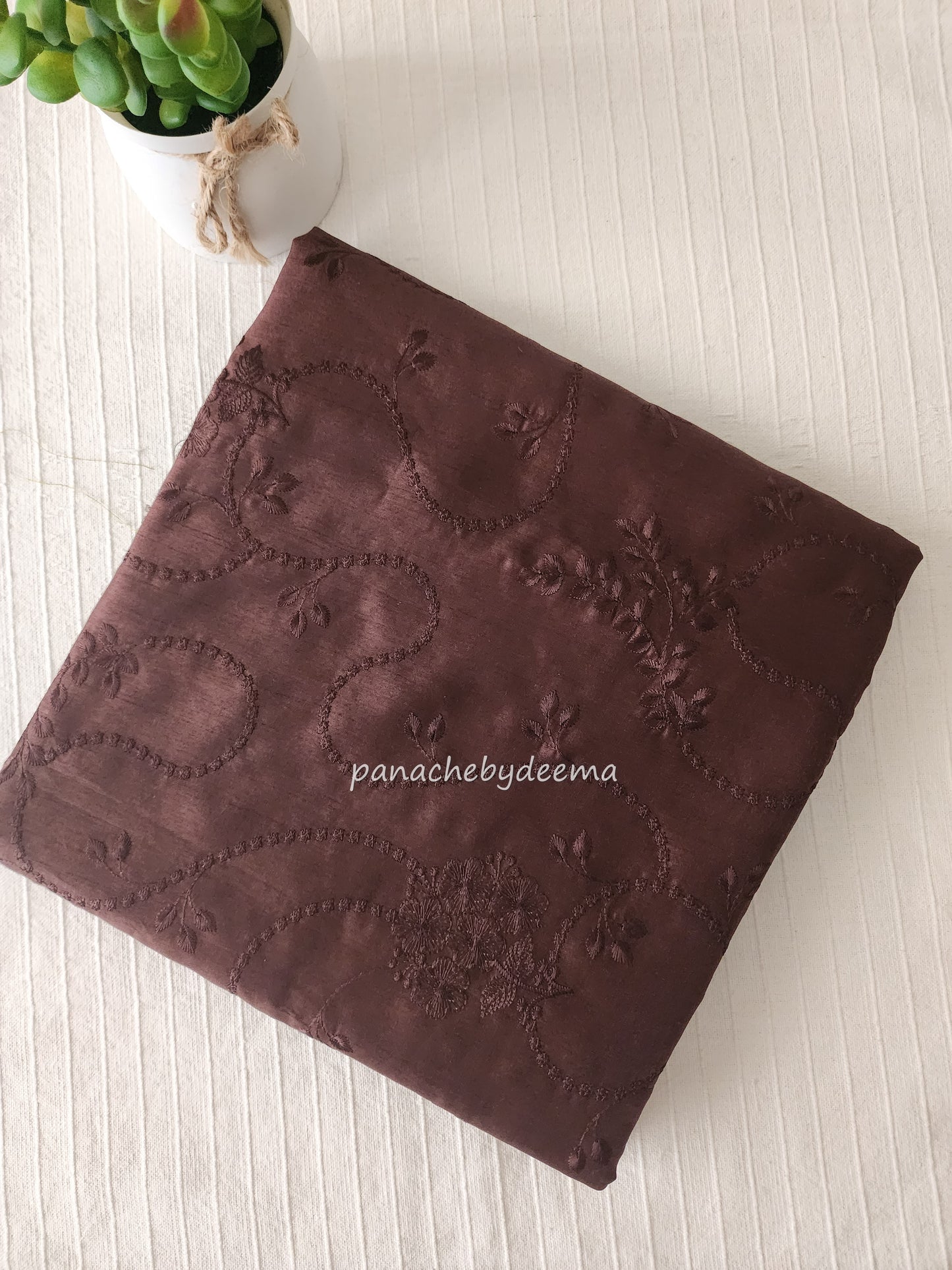 Art silk saree with embroidery | Coffee brown | A3