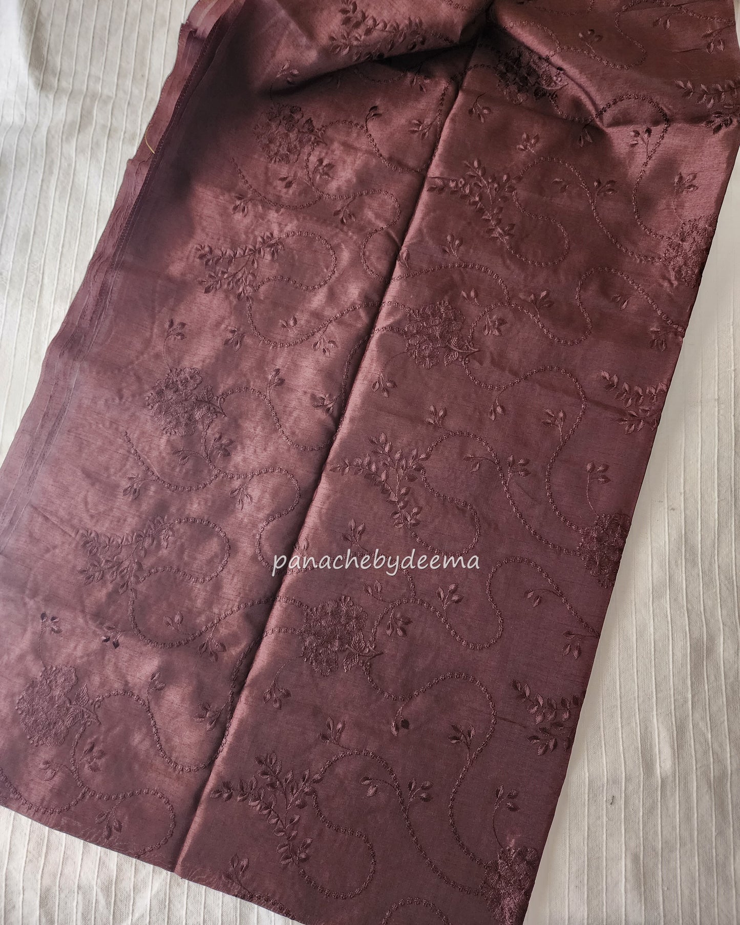 Art silk saree with embroidery | Coffee brown | A3