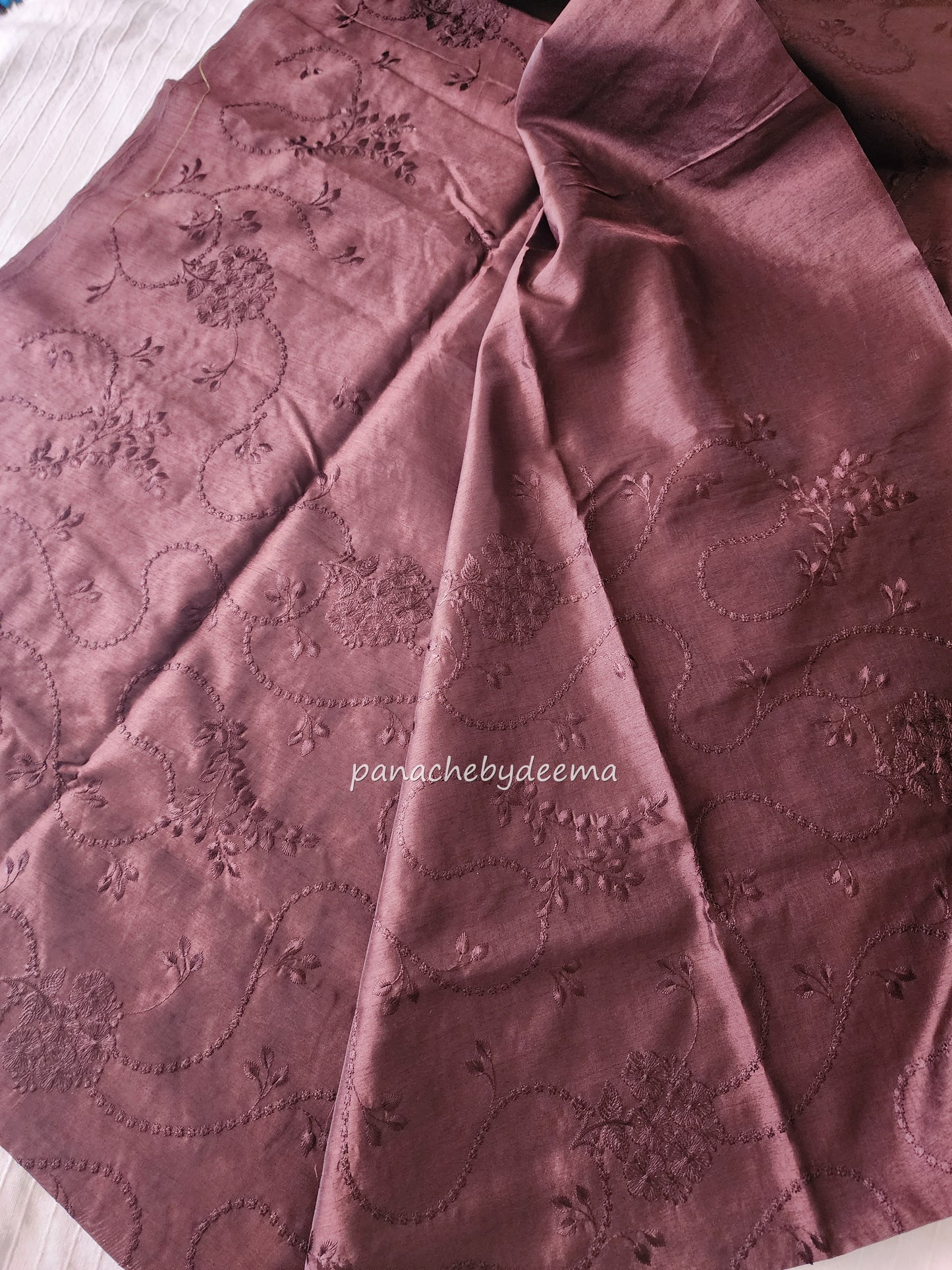 Art silk saree with embroidery | Coffee brown | A3