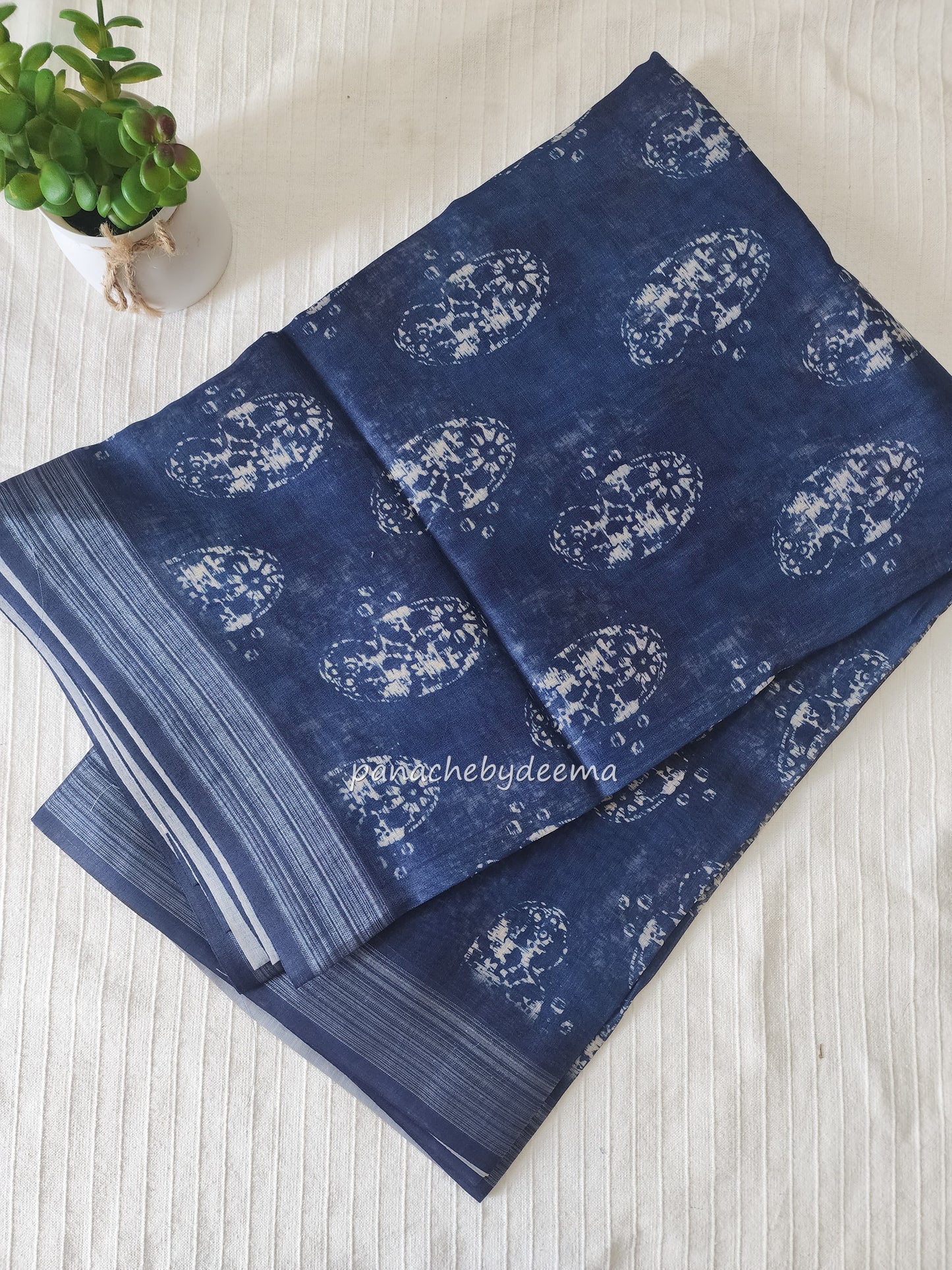 Semi Linen Indigo saree | IN1