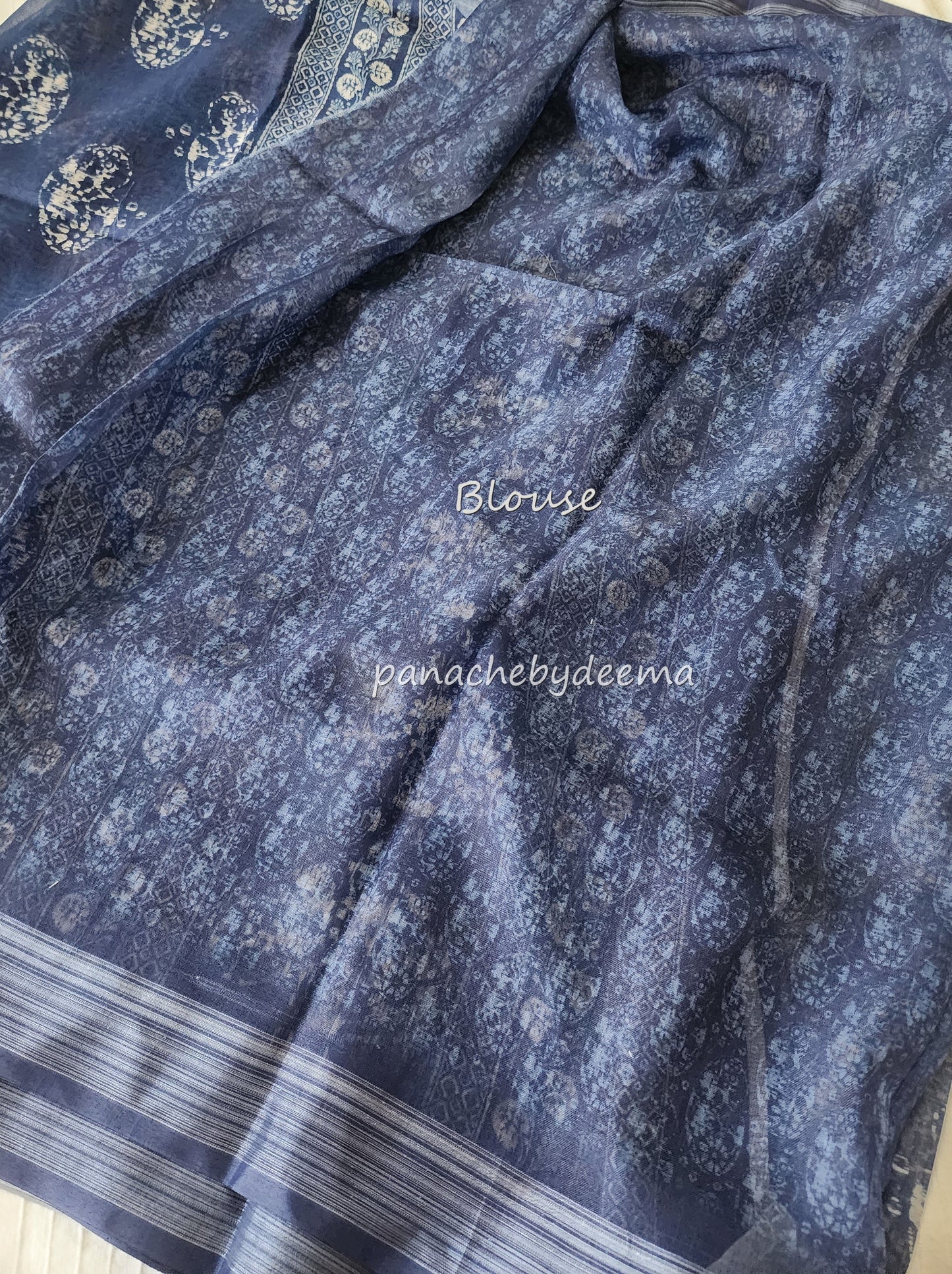 Semi Linen Indigo saree | IN1