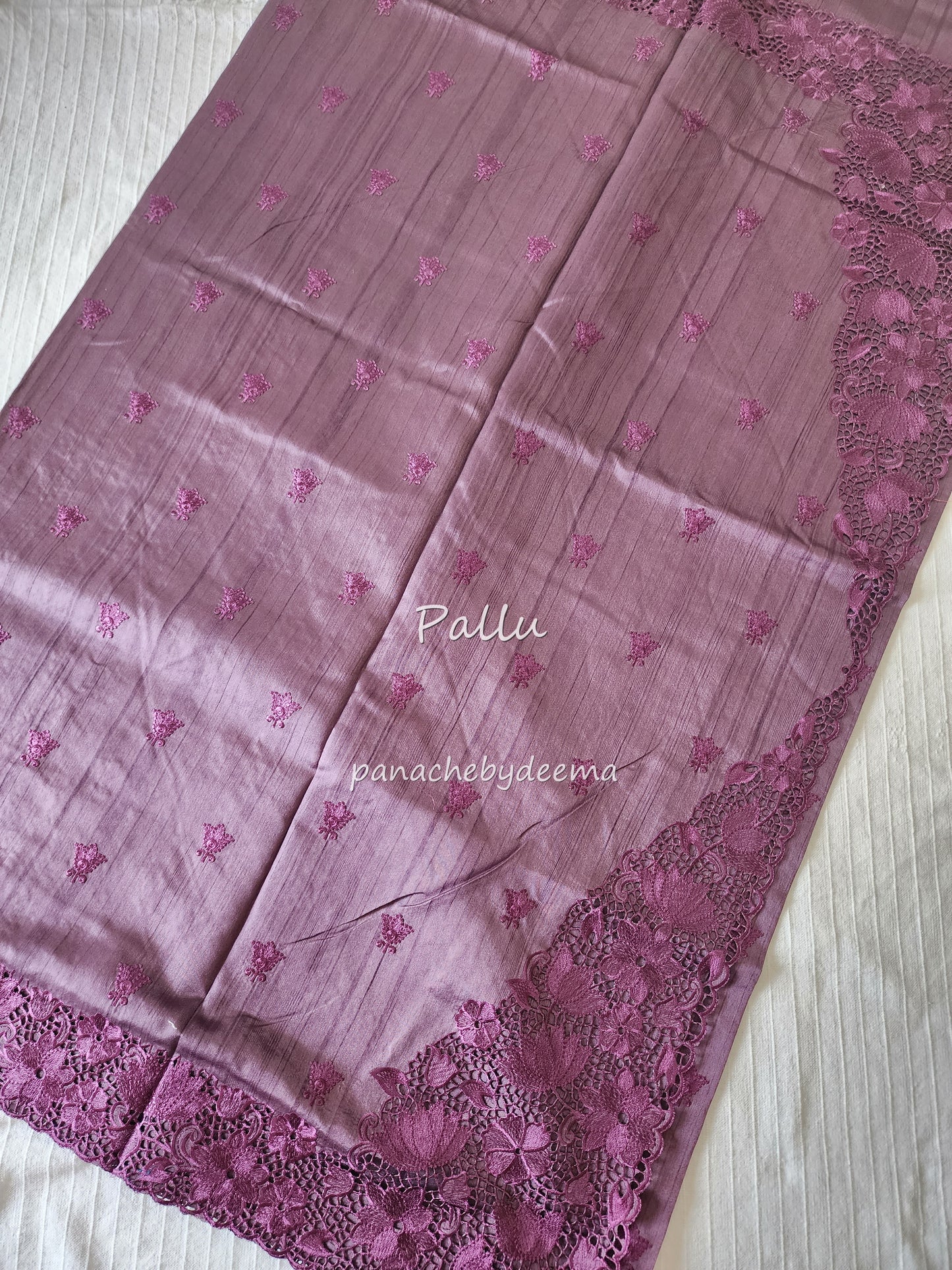 Beautiful semi tussar saree cut work border and embroidery| Purple | STC4