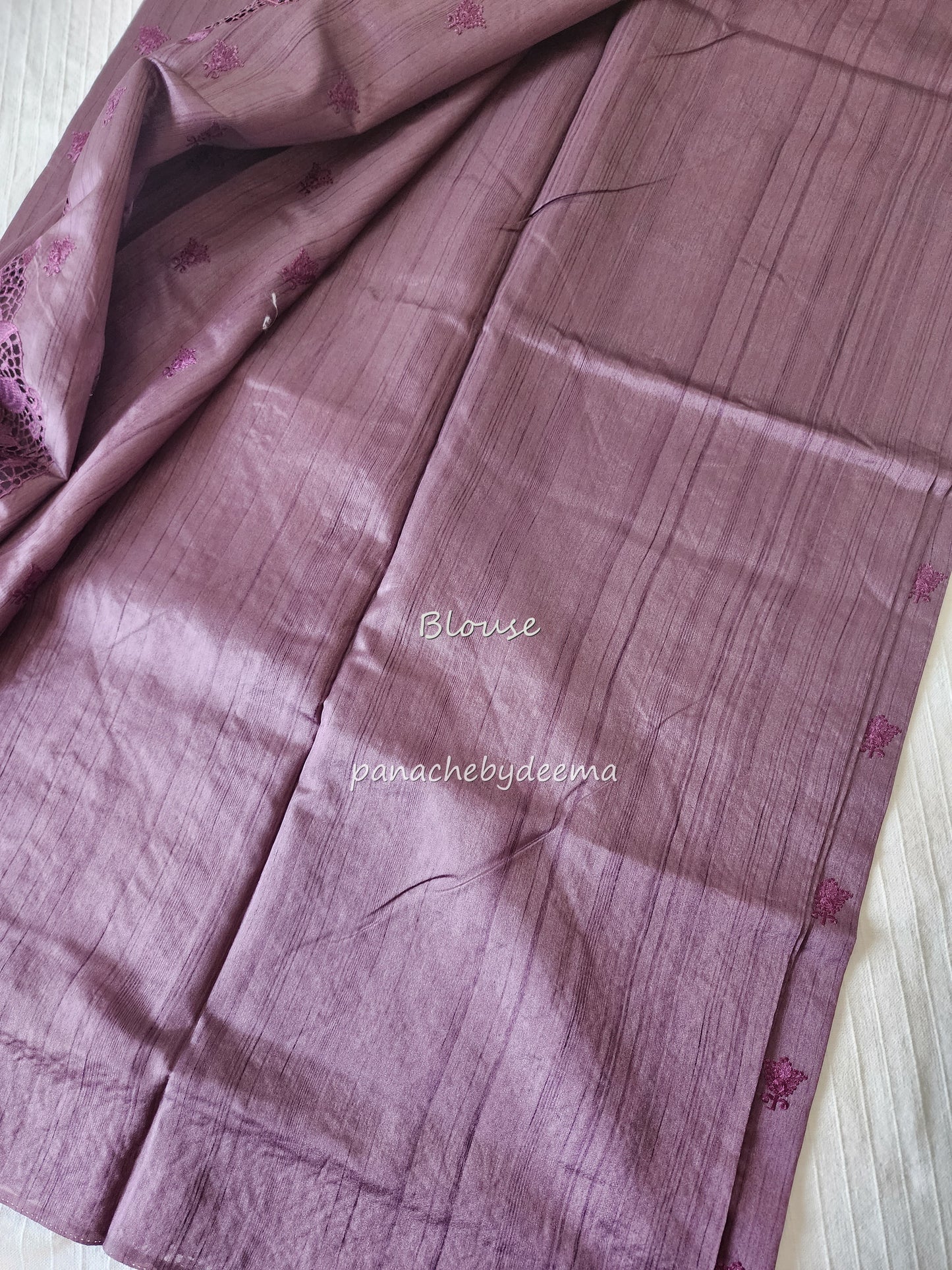 Beautiful semi tussar saree cut work border and embroidery| Purple | STC4