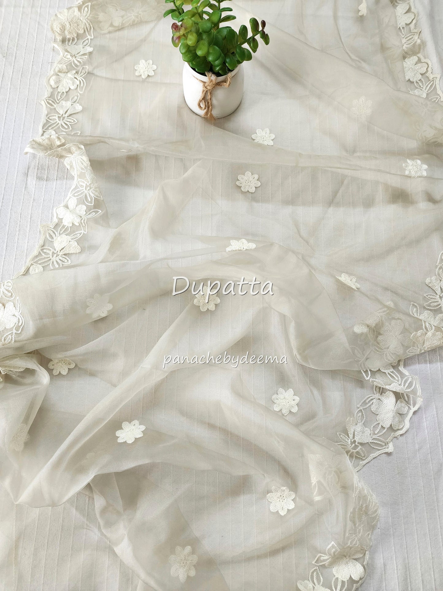 Pastel light beige unstitched salwar set with embroidery |Light beige| PC3