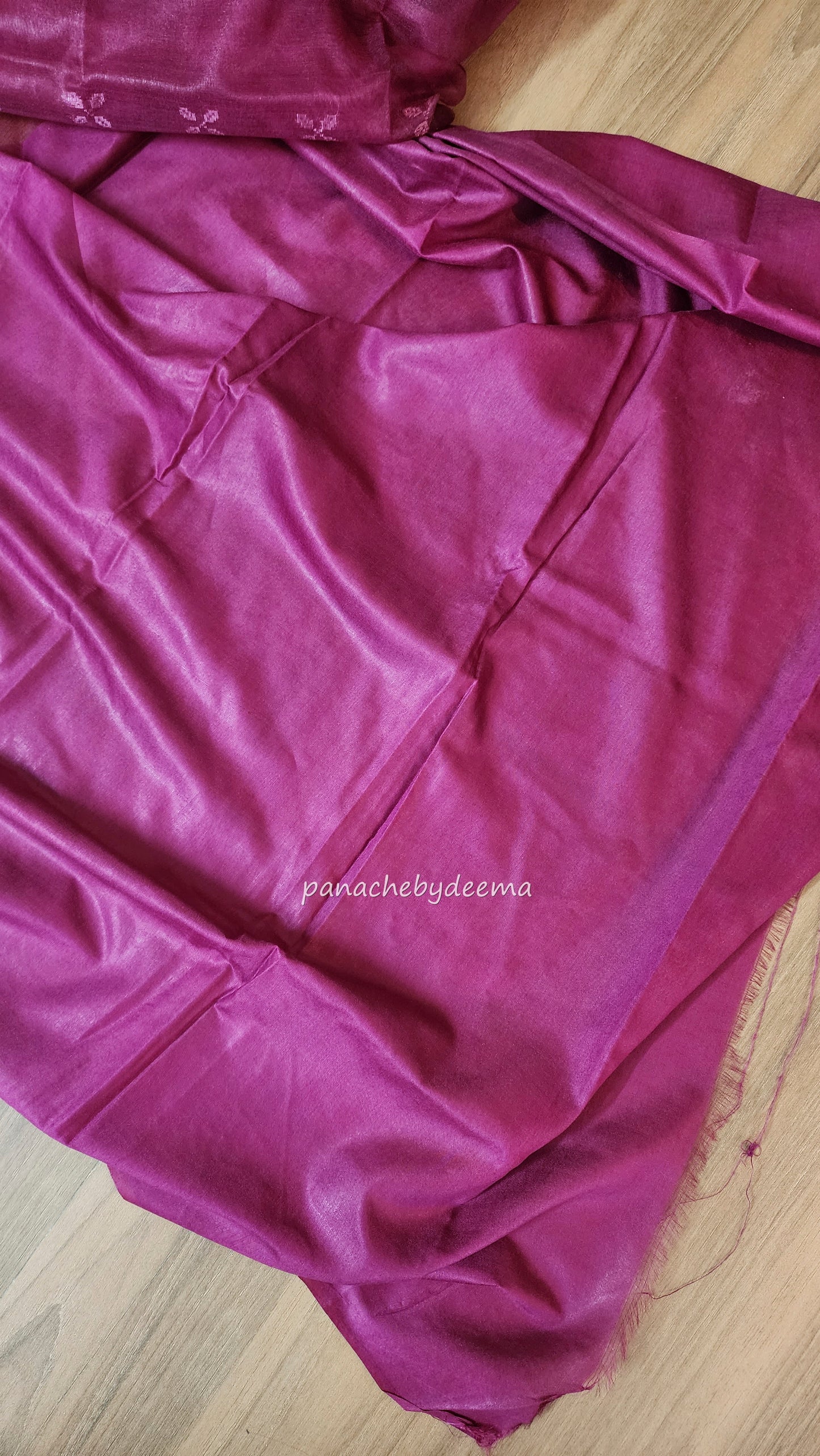 Beautiful semi organza saree with rose gold zari weaving all over body and sequined pallu | Dark pink | OR102