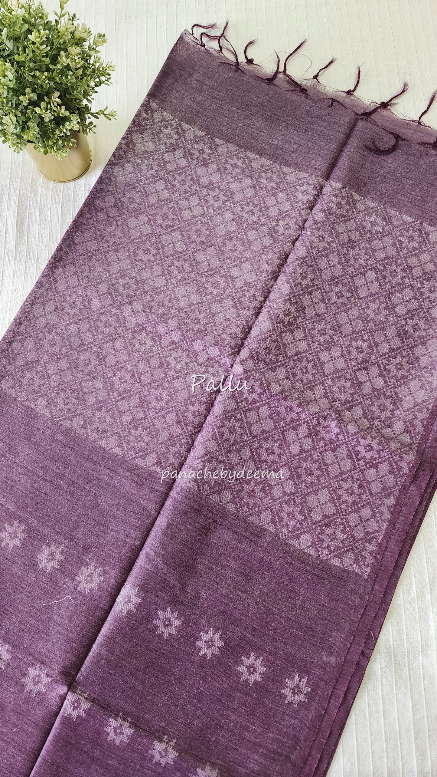 Semi tussar saree with thread weaving | Purple | CH5