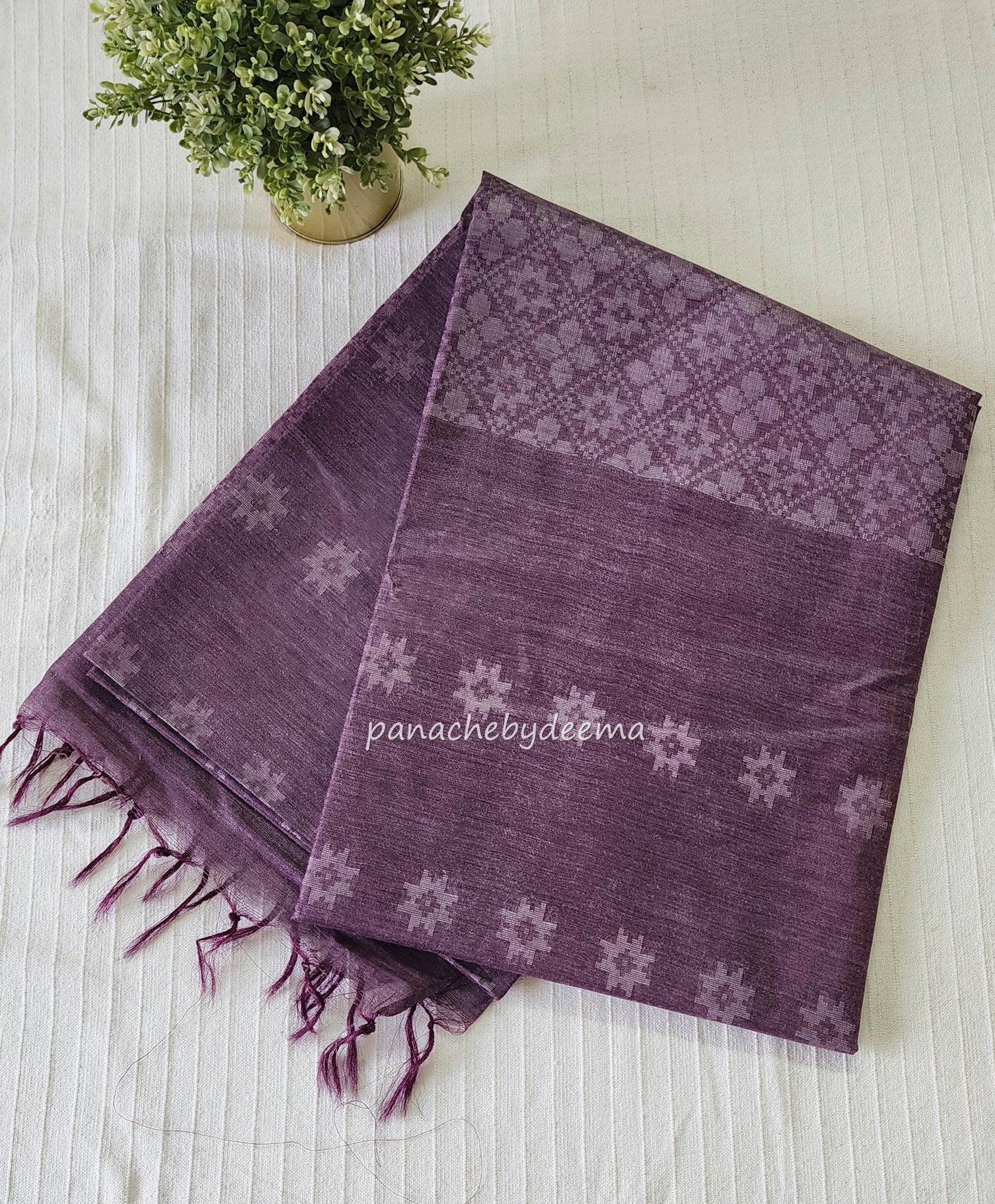 Semi tussar saree with thread weaving | Purple | CH5