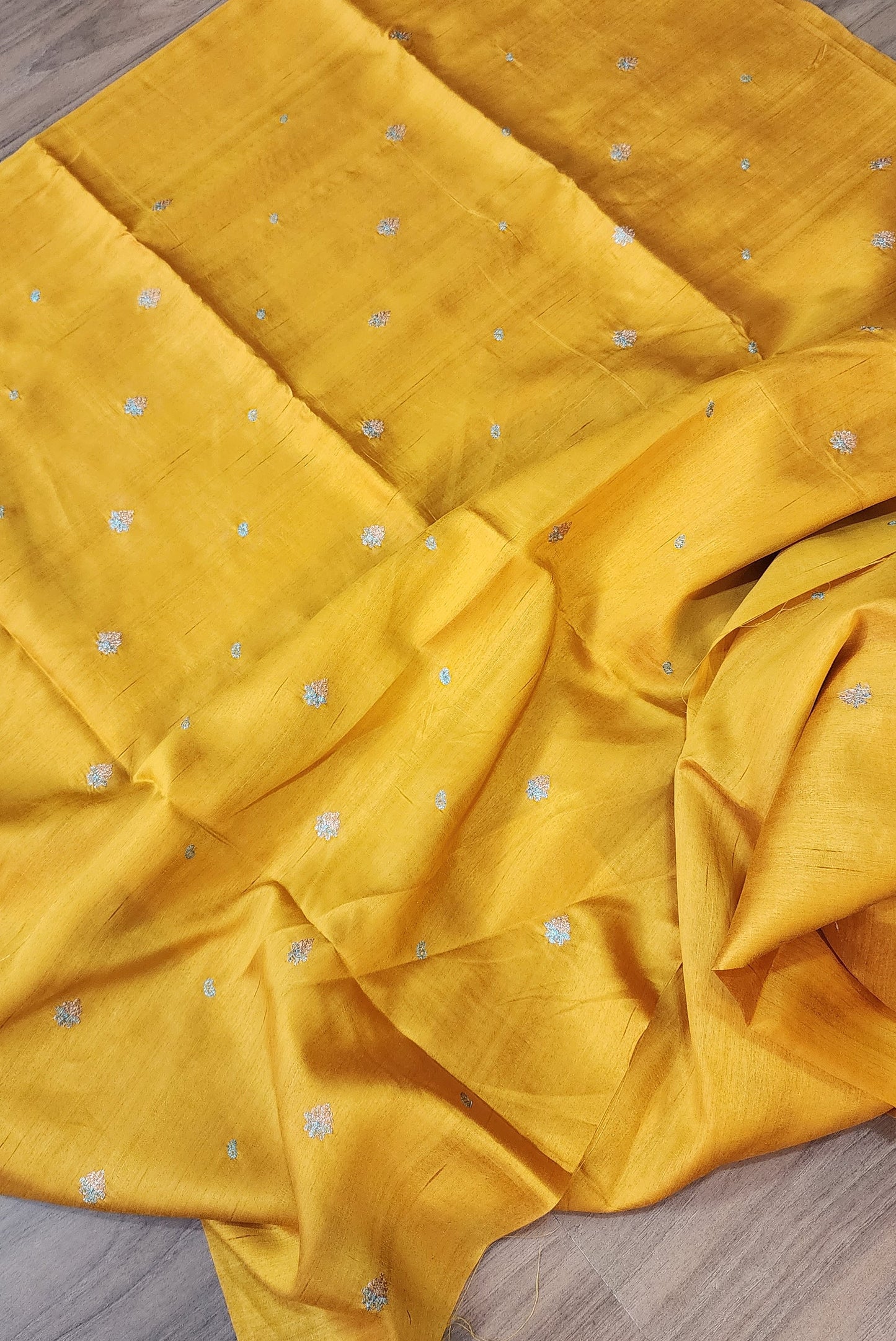 Matka silk designer saree with heavy embroidery | Mustard yelow | MT7