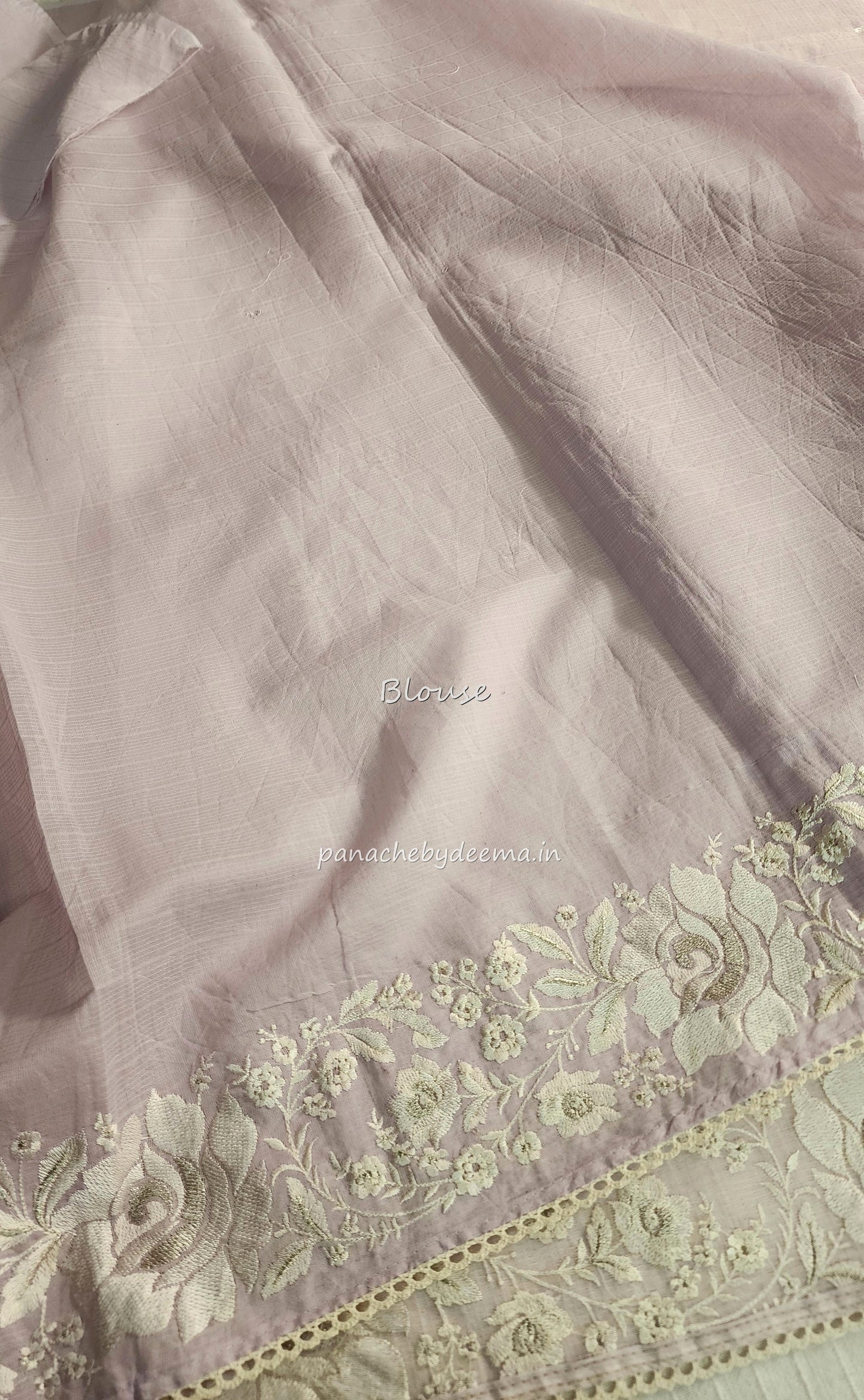 Kota saree with embroidery and crochet lace edges| Light lavender |KT1