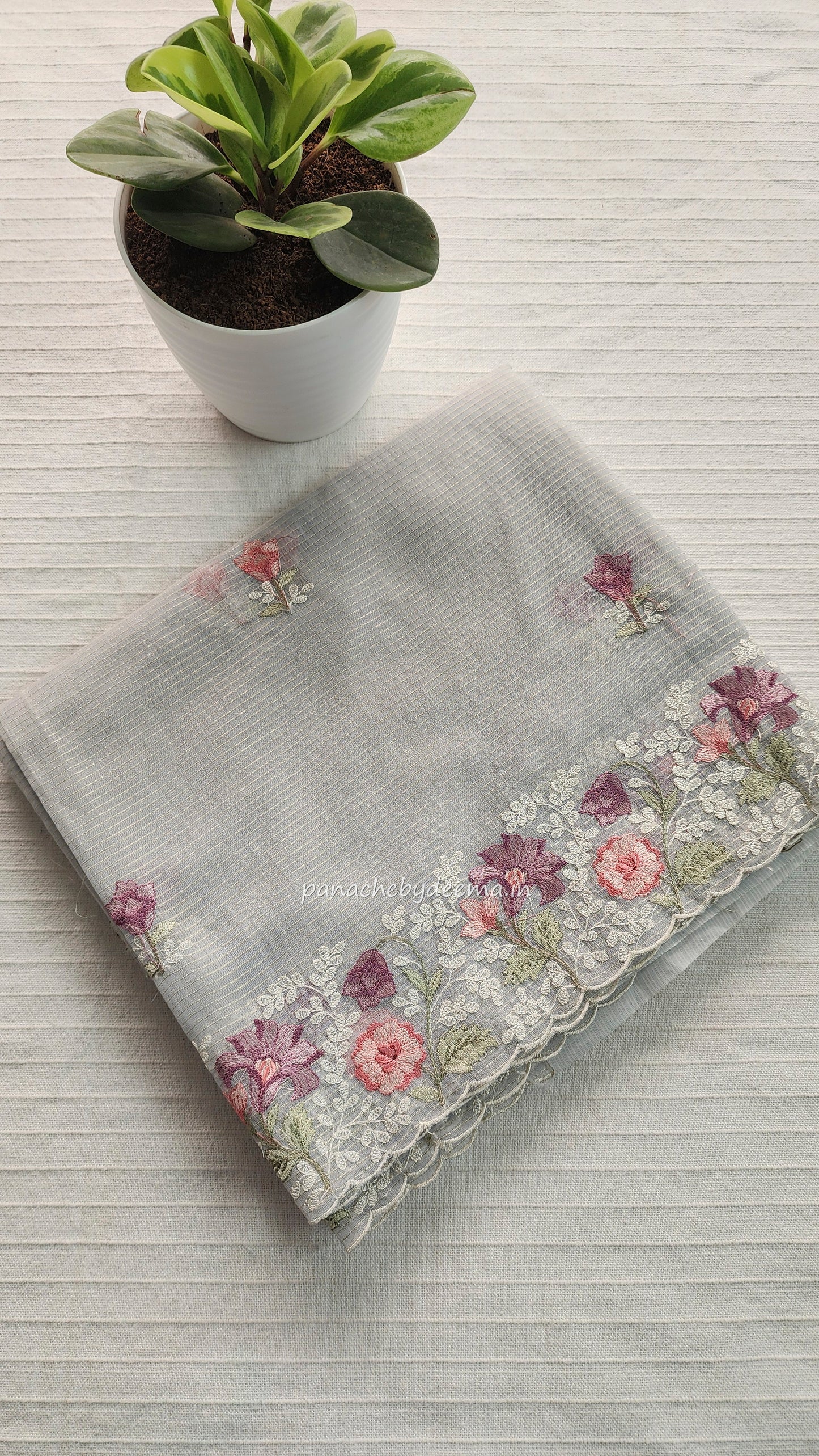 Kota saree with embroidery and scalloped borders| Powder blue |KT3