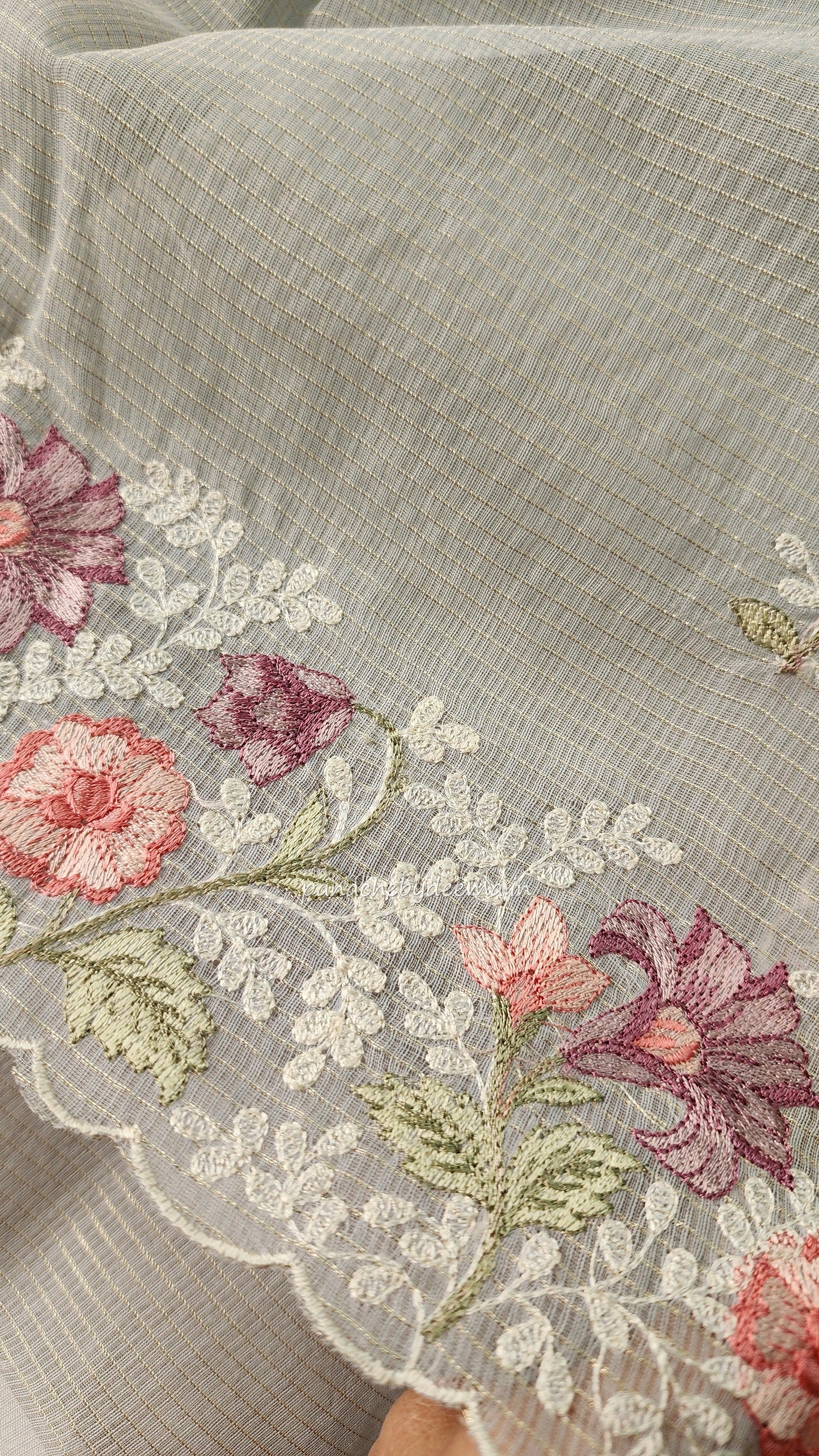 Kota saree with embroidery and scalloped borders| Powder blue |KT3