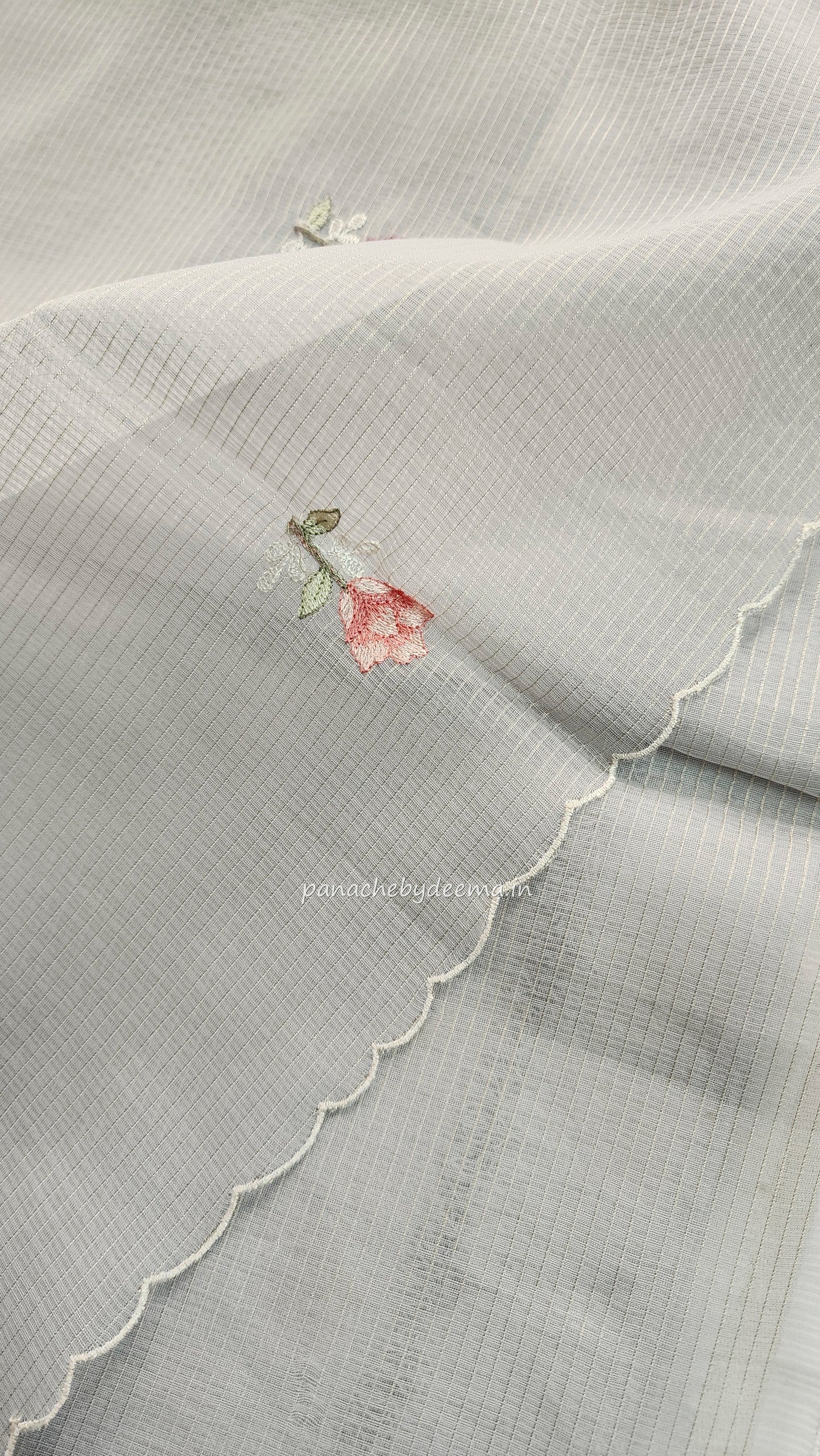 Kota saree with embroidery and scalloped borders| Powder blue |KT3