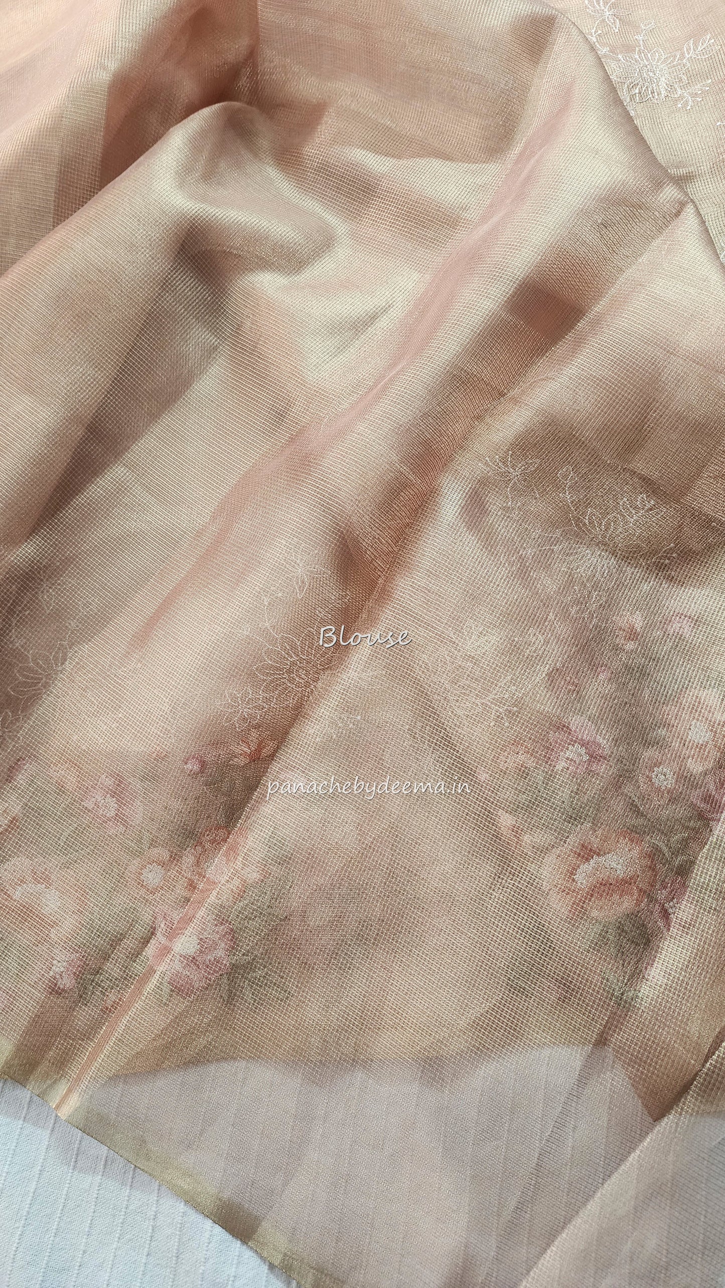 Tissue saree with embroidery |Light Pink |Tis3