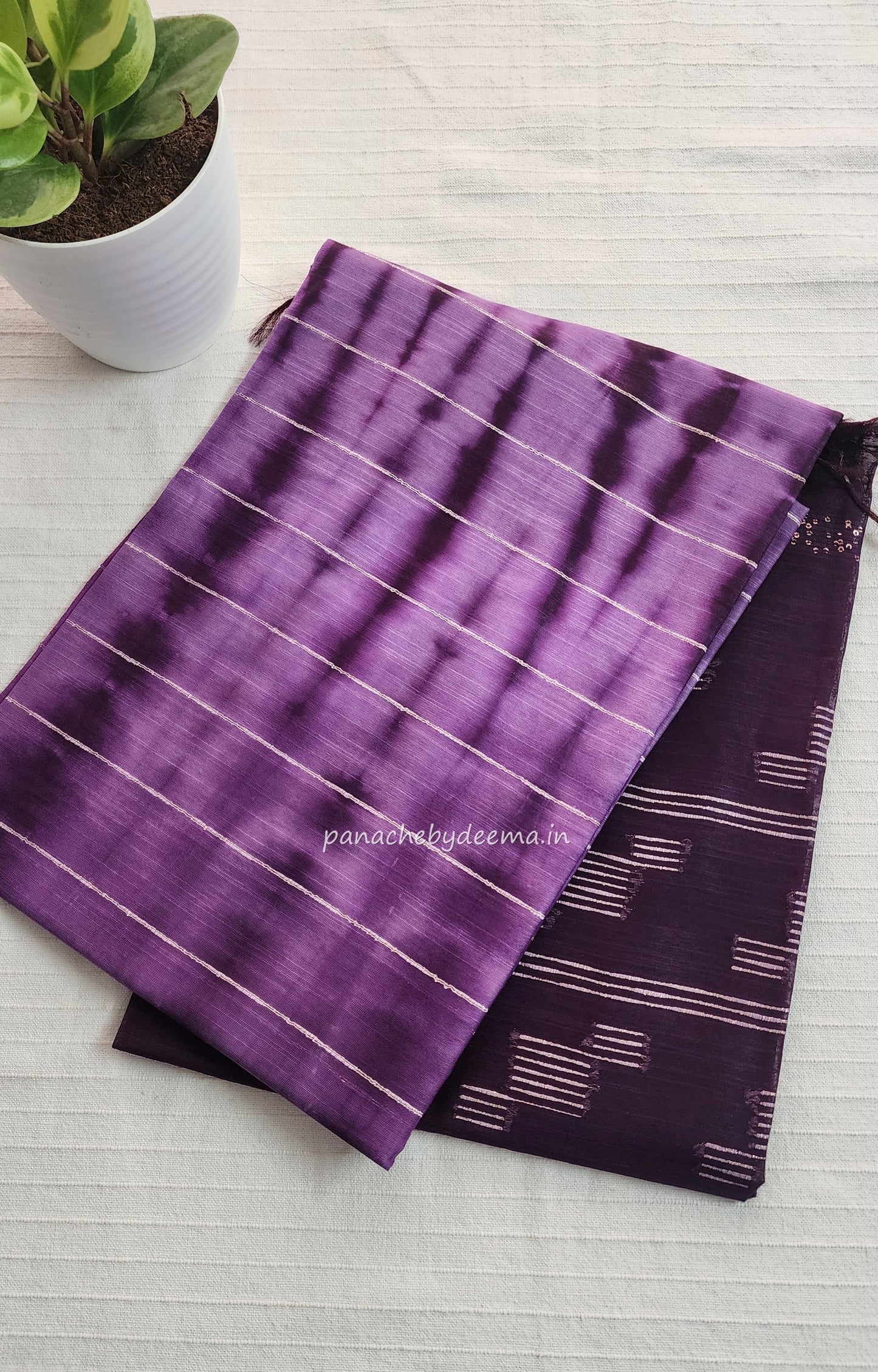 Semi tussar saree with shibori design | Violet| D13