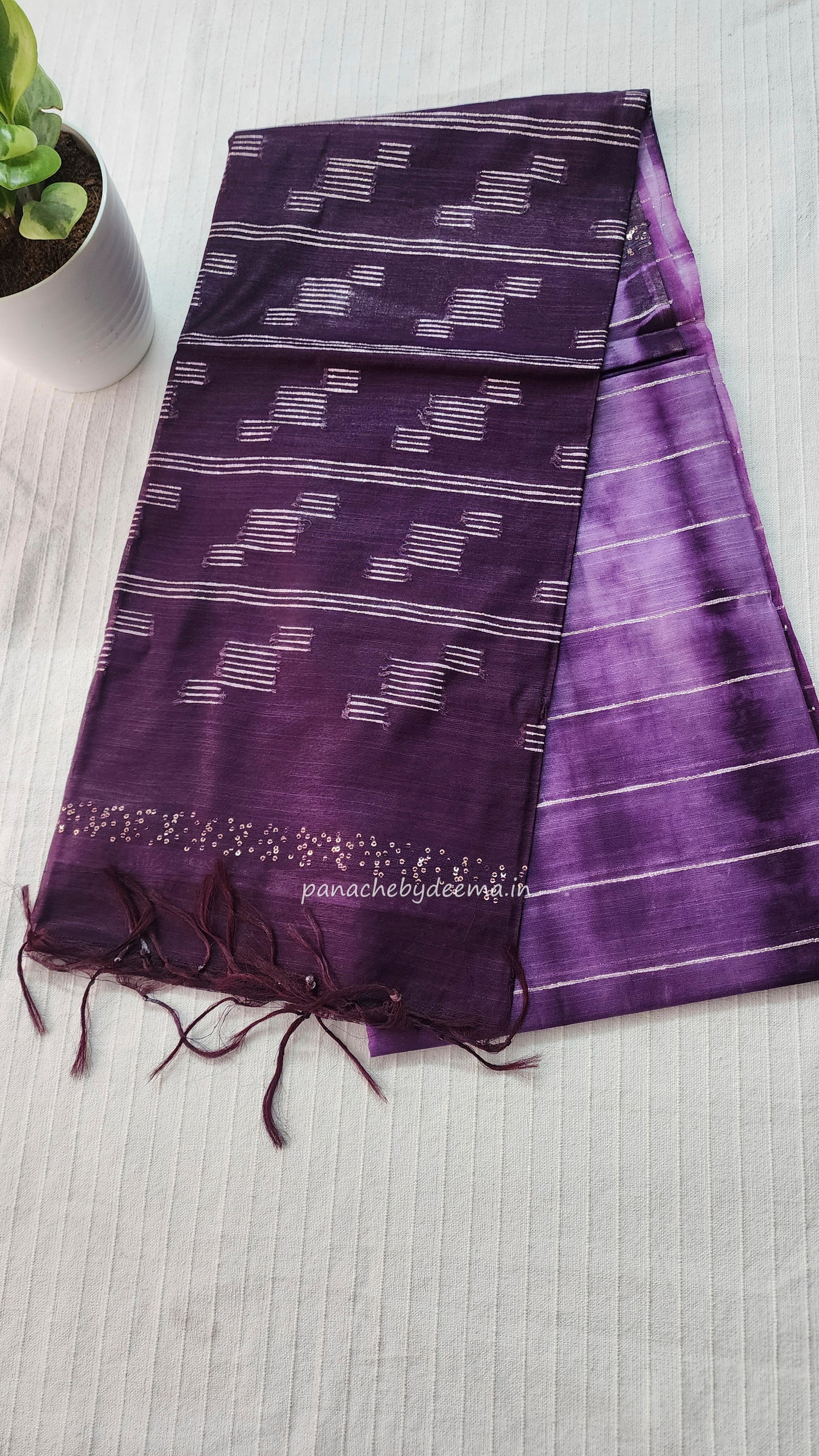 Semi tussar saree with shibori design | Violet| D13