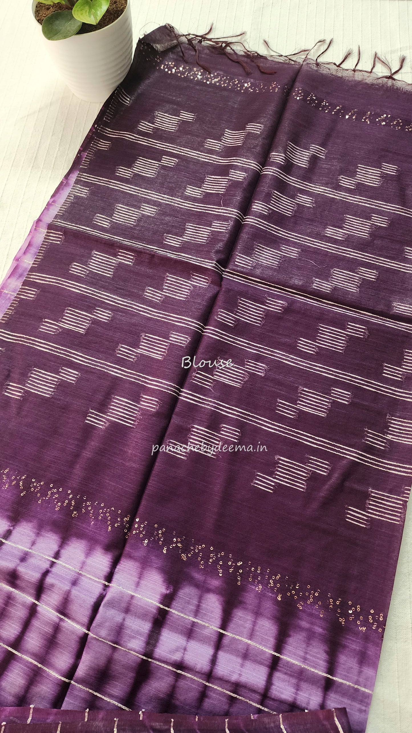 Semi tussar saree with shibori design | Violet| D13
