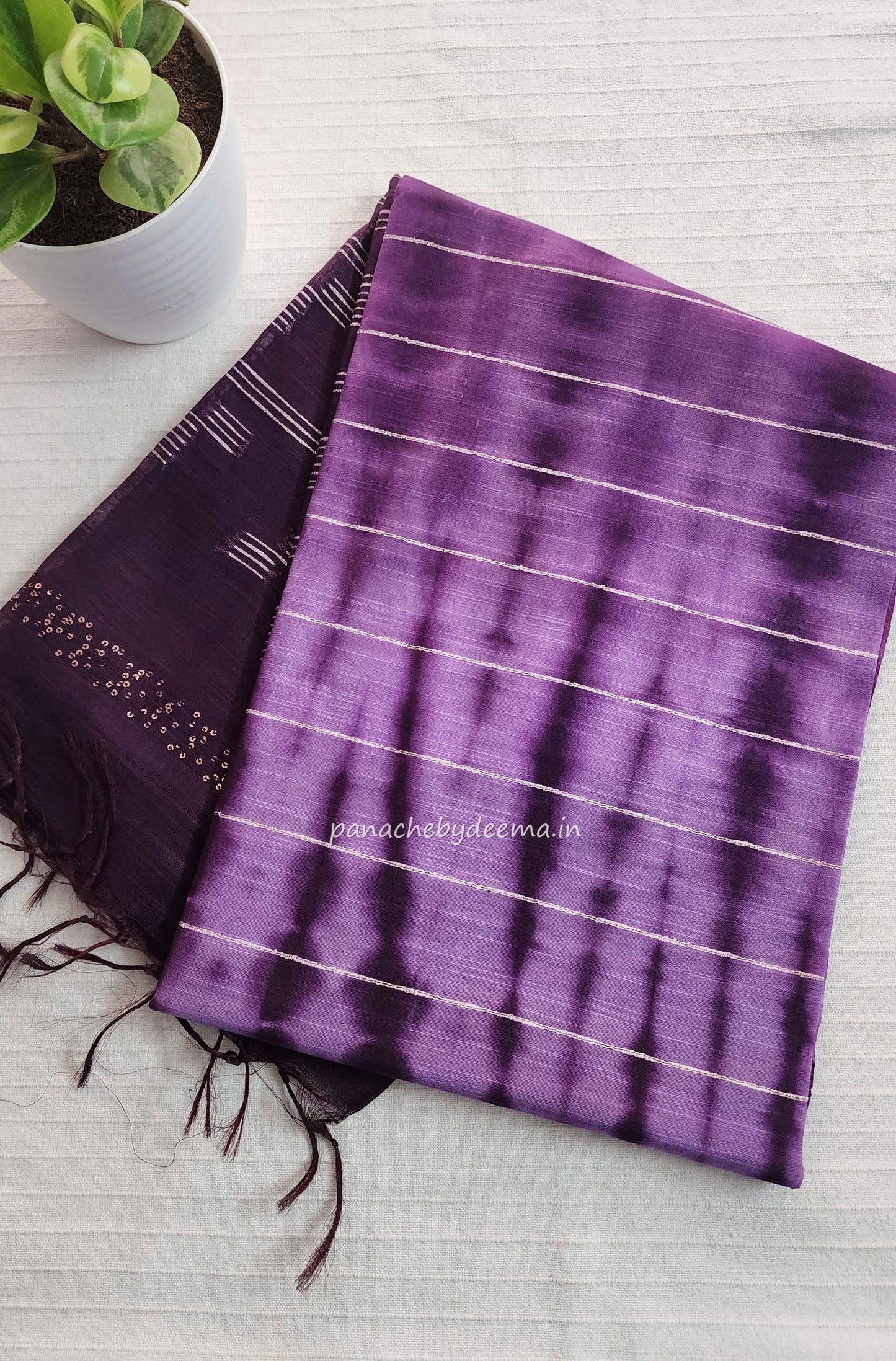 Semi tussar saree with shibori design | Violet| D13