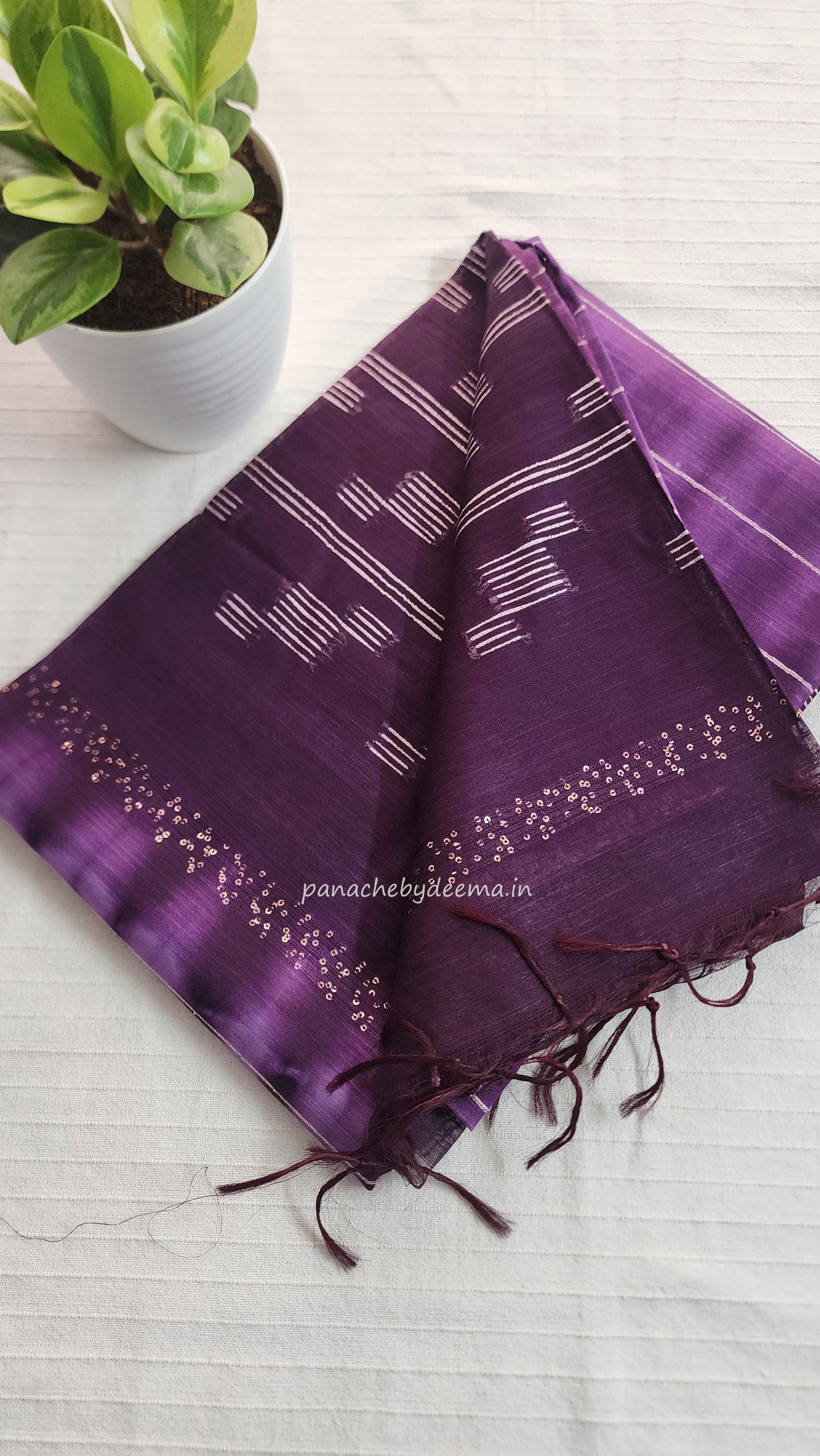 Semi tussar saree with shibori design | Violet| D13