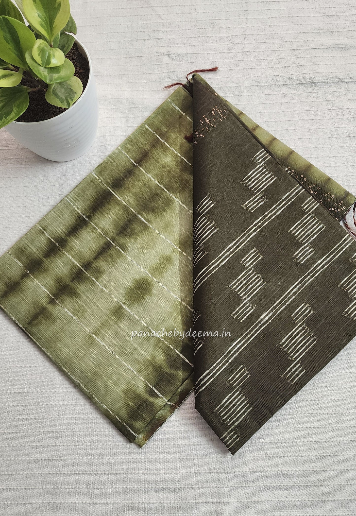Semi tussar saree with shibori design | Green | D14