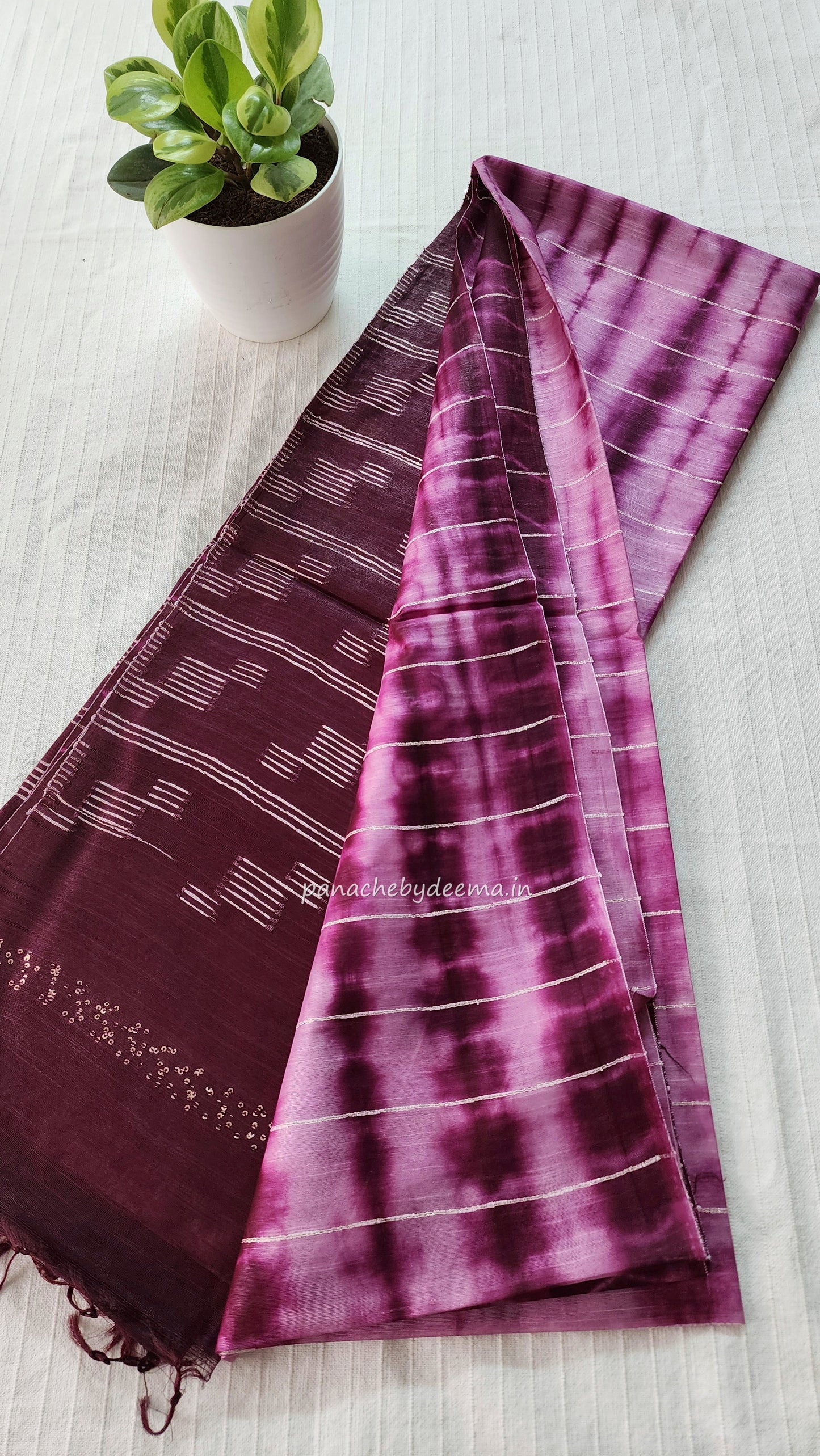 Semi tussar saree with shibori design | Purple | D16