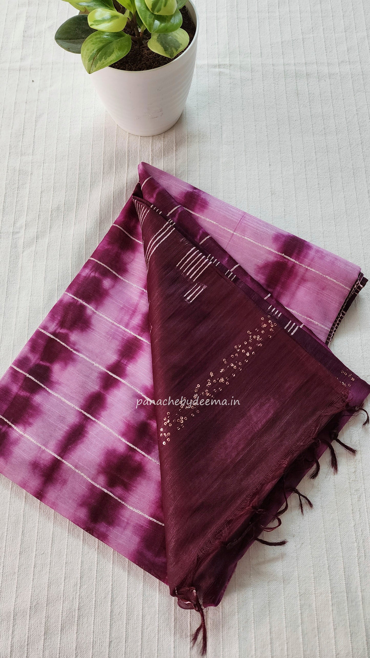 Semi tussar saree with shibori design | Purple | D16