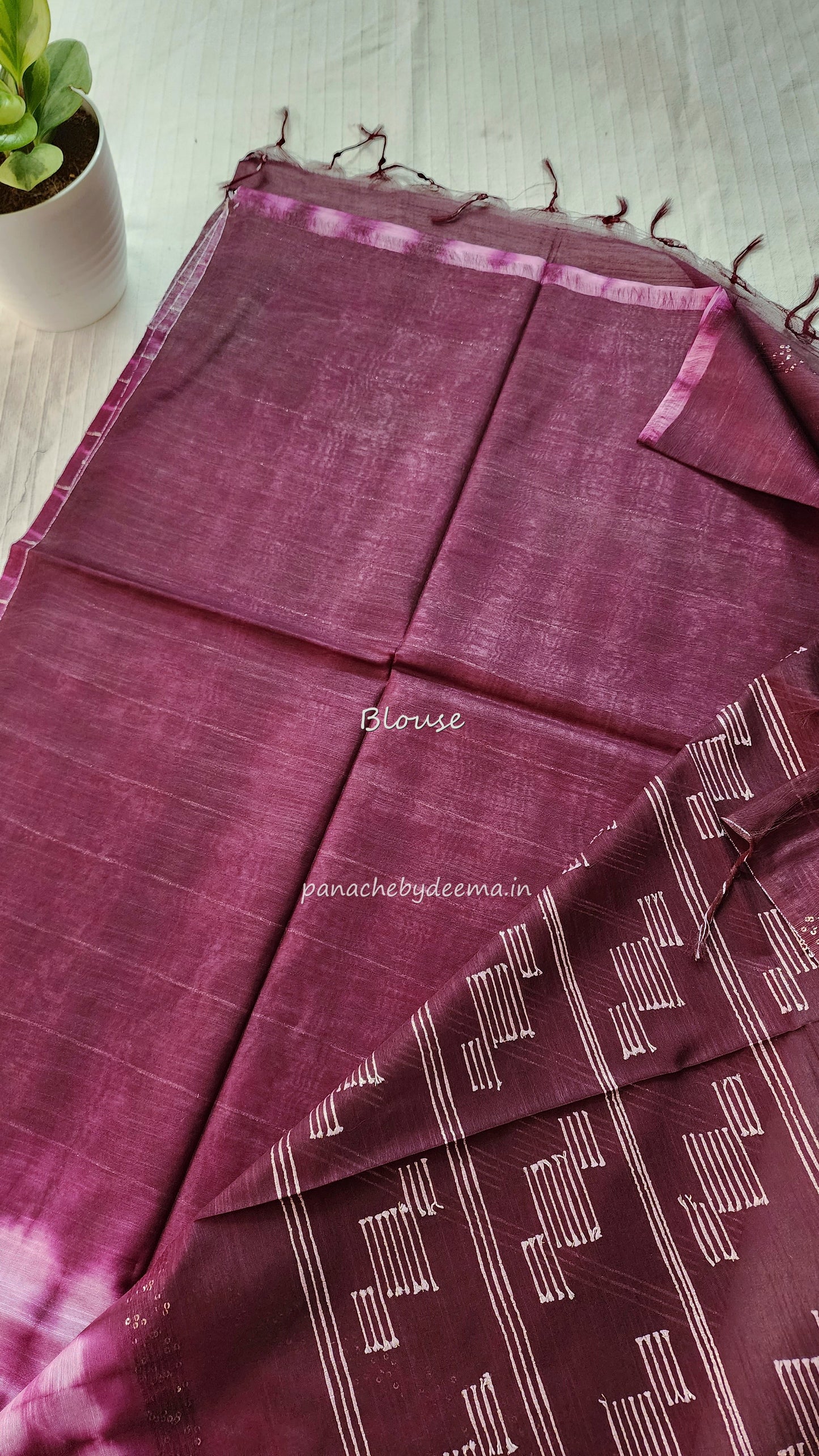 Semi tussar saree with shibori design | Purple | D16