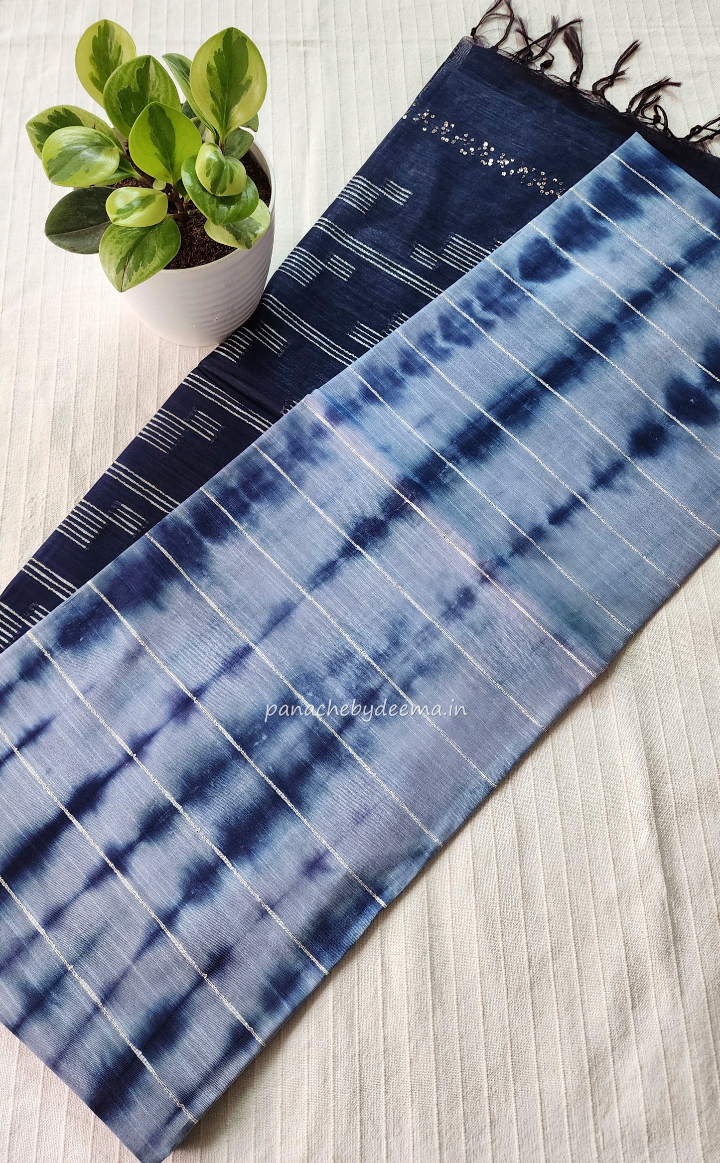 Semi tussar saree with shibori design | Blue| D15