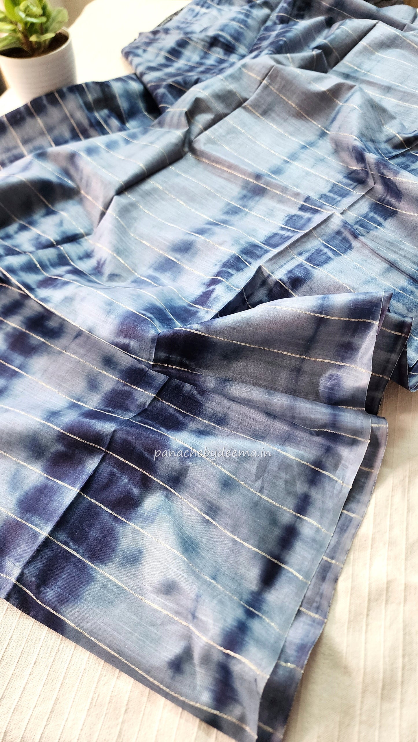 Semi tussar saree with shibori design | Blue| D15