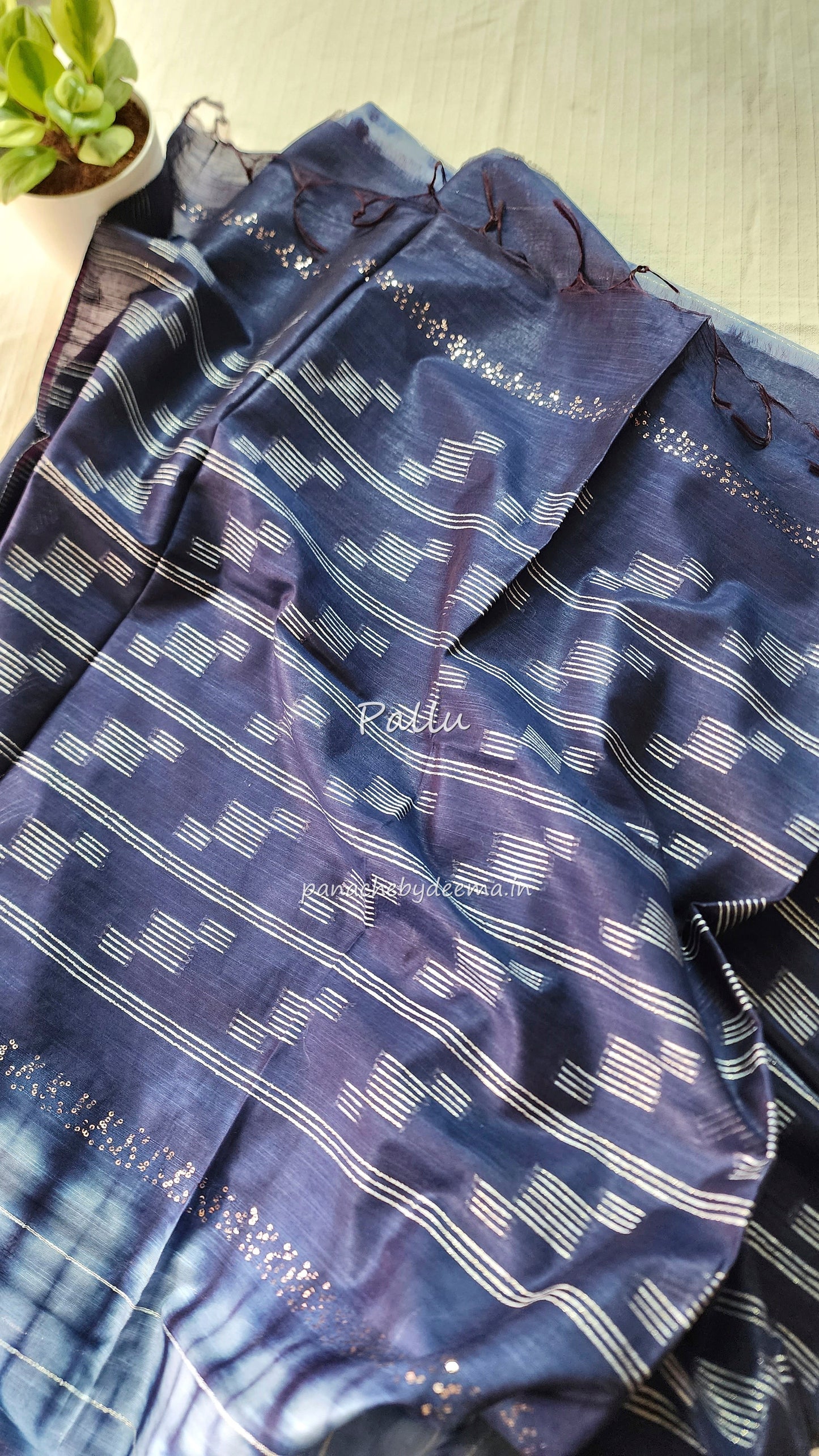 Semi tussar saree with shibori design | Blue| D15