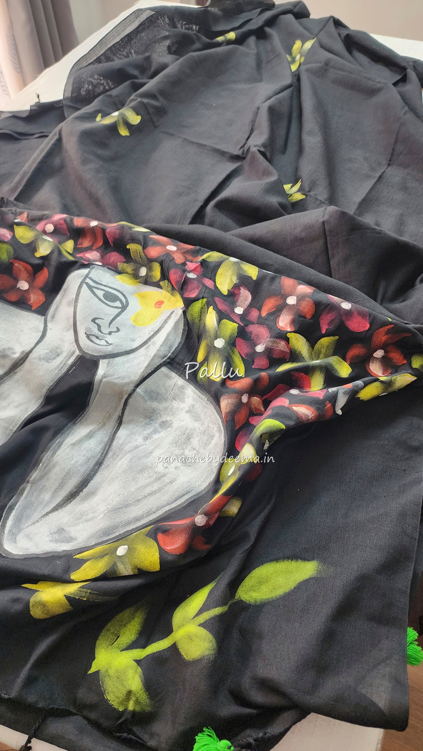 Hand painted mul cotton saree |F1