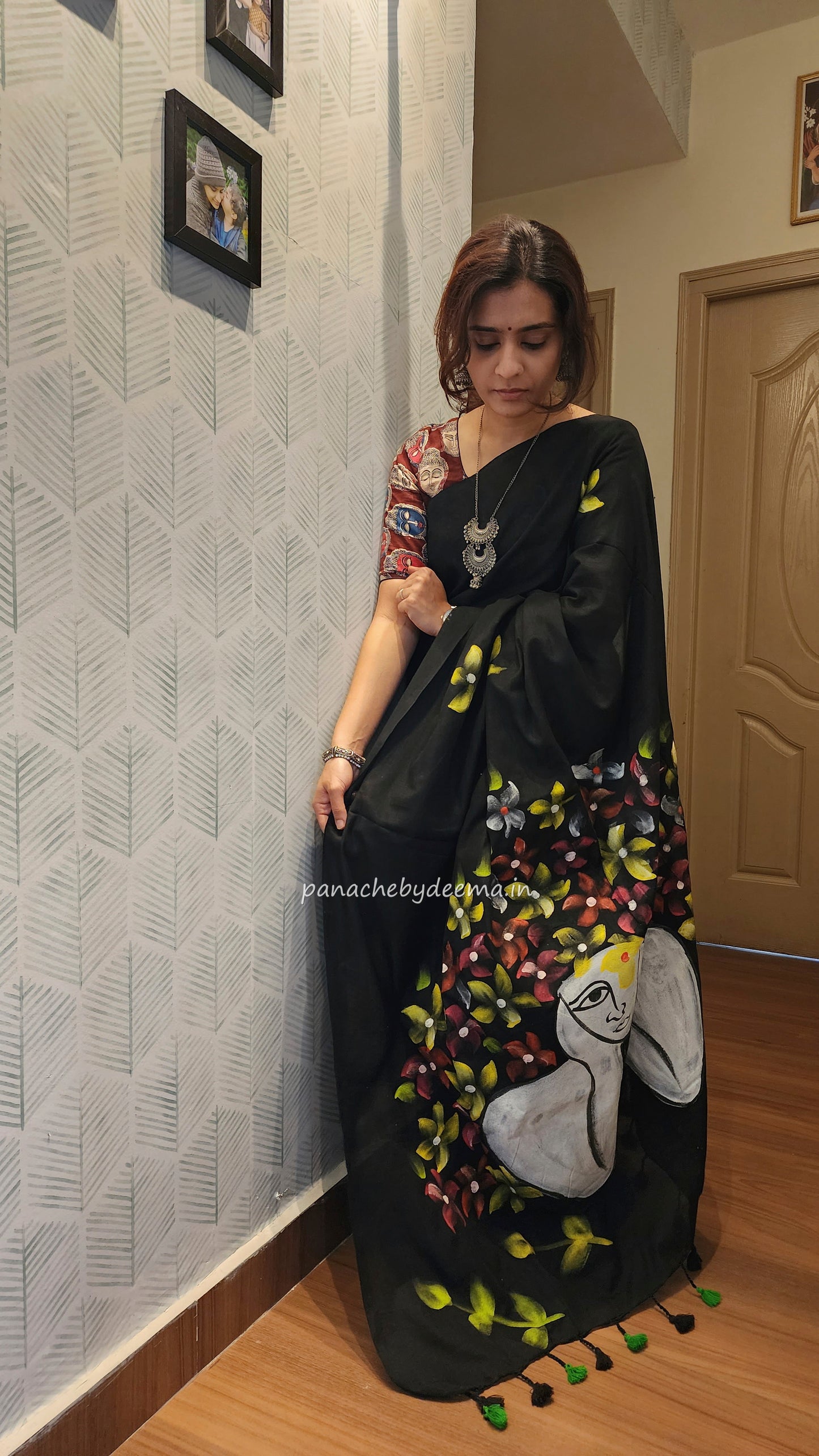 Hand painted mul cotton saree |F1