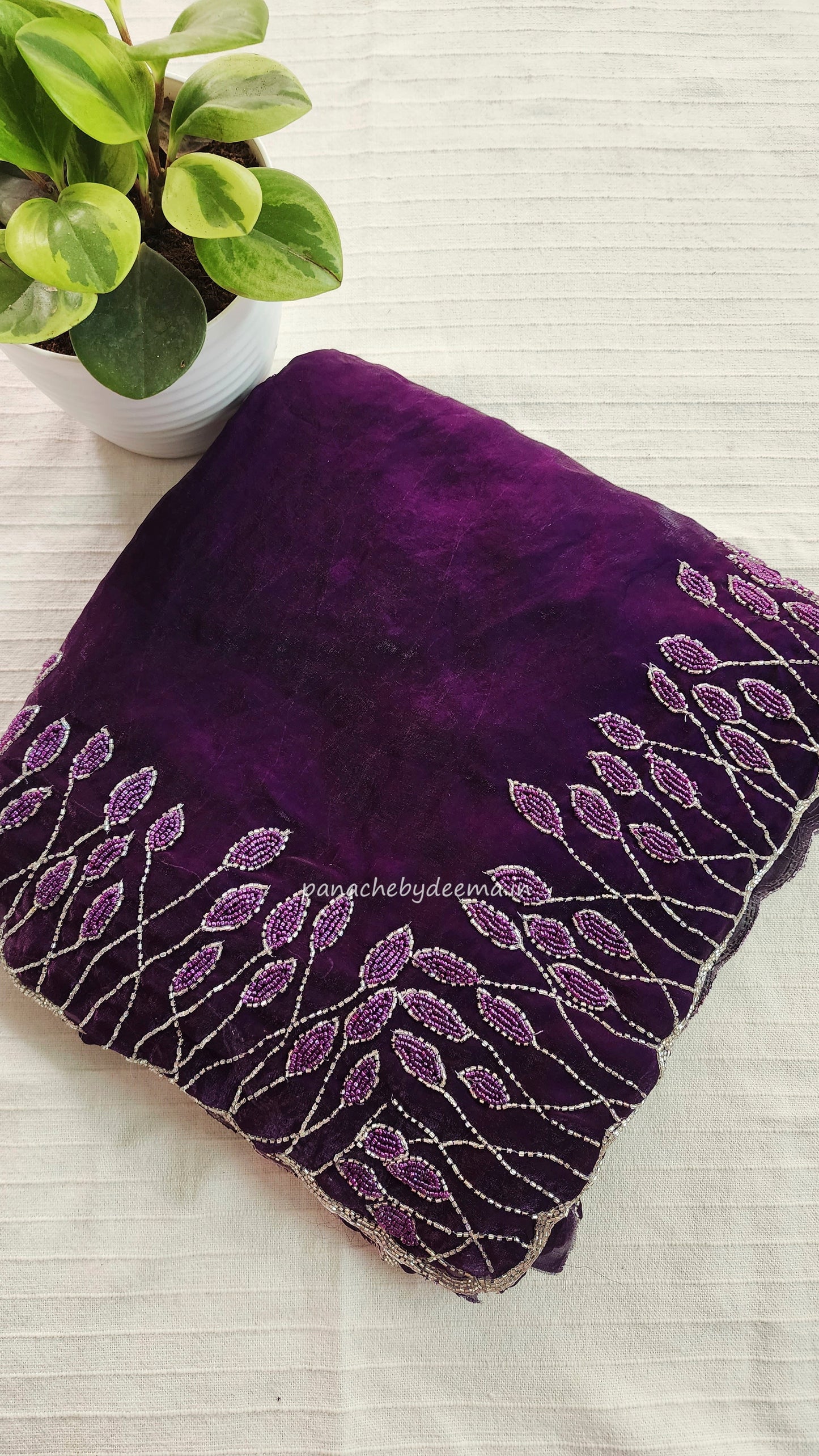 Desiger saree with heavy handwork| Dark violet | TS5