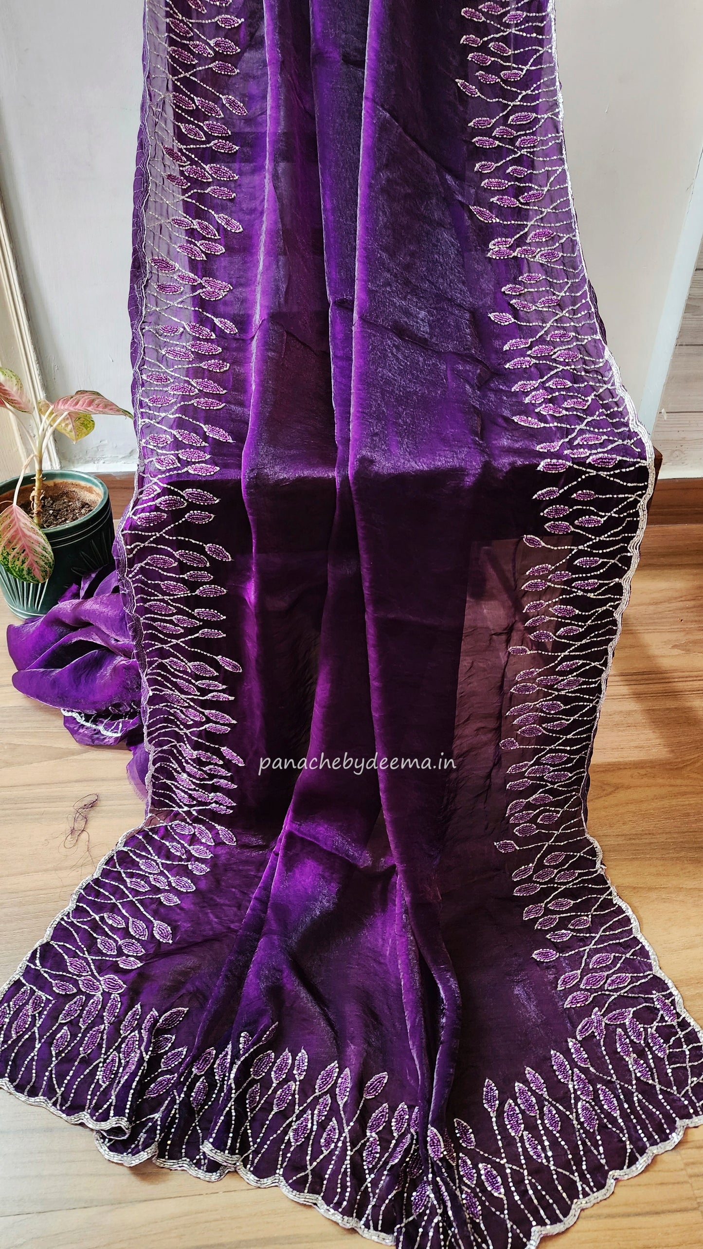 Desiger saree with heavy handwork| Dark violet | TS5