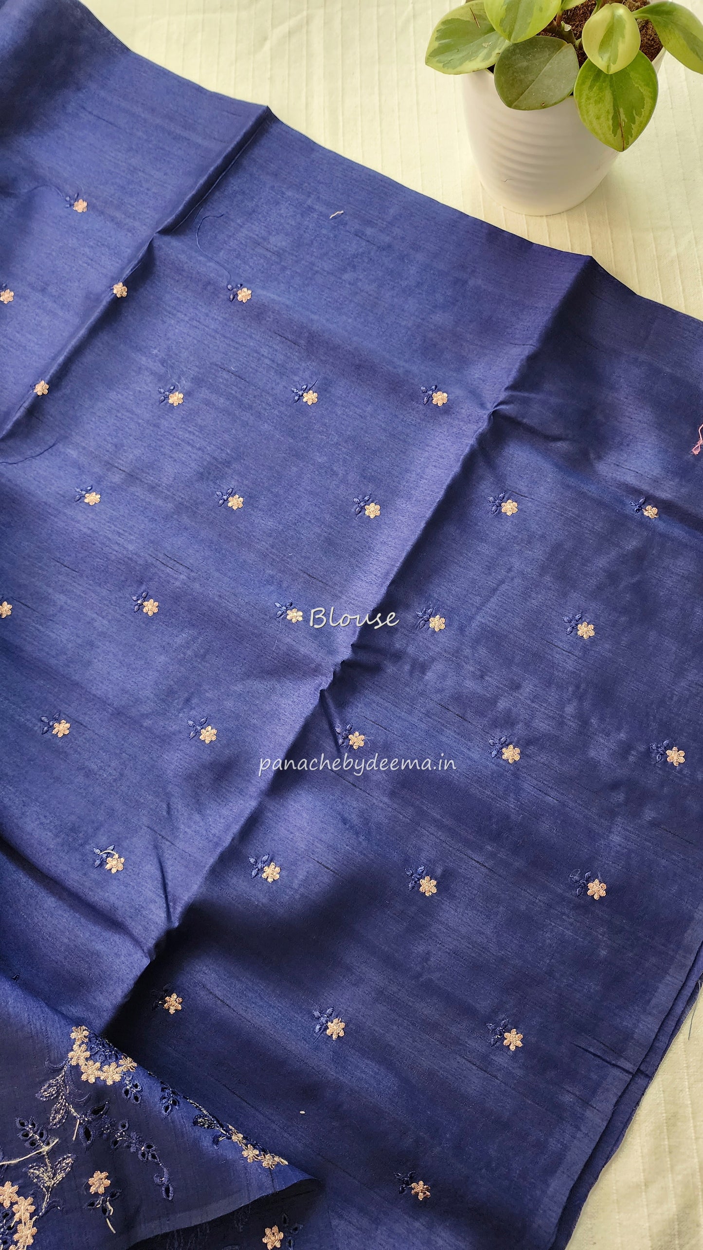 Matka silk designer saree with cut work borders and embroidery | Dark Blue| M2
