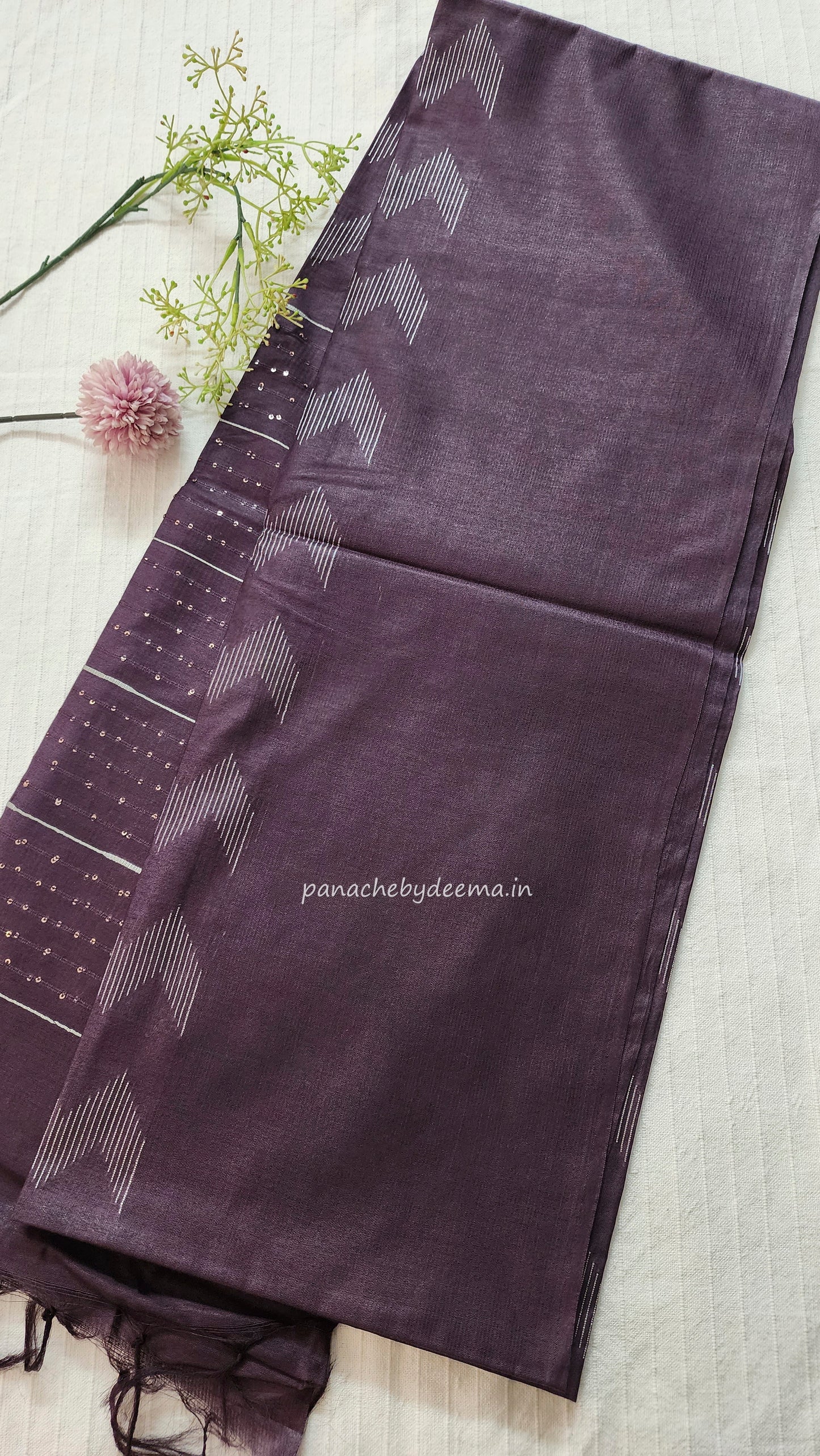 Beautiful semi munga silk saree | Wine | MS8
