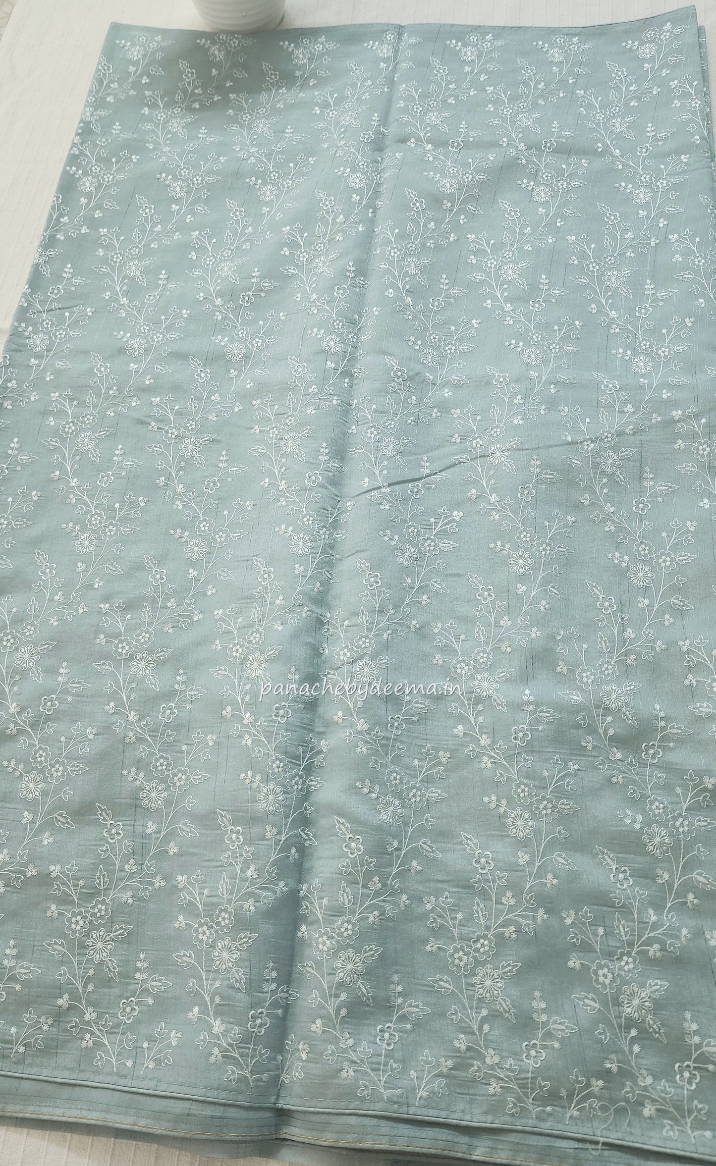 Pastel semi raw silk saree with embroidery| light sea blue | PSTL7