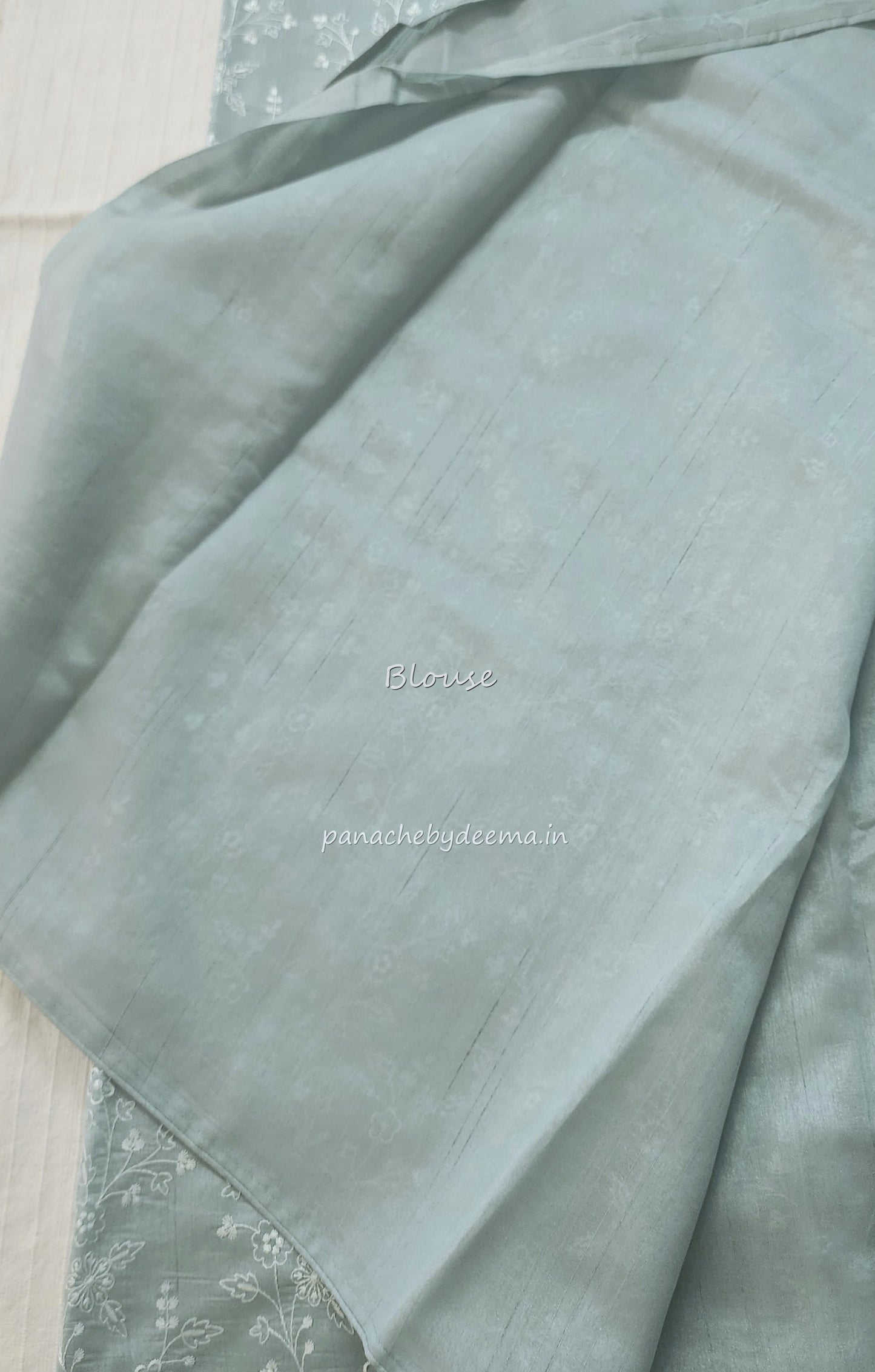 Pastel semi raw silk saree with embroidery| light sea blue | PSTL7