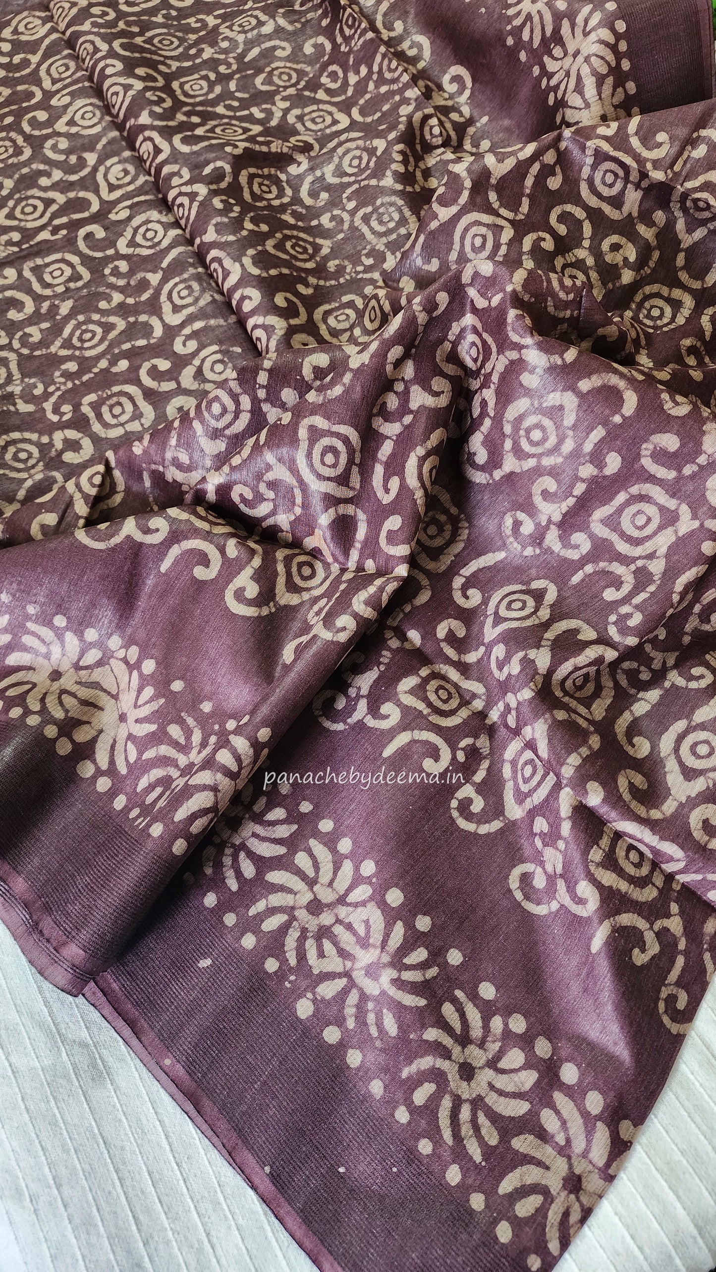 Semi tussar saree with Batik design | BT1